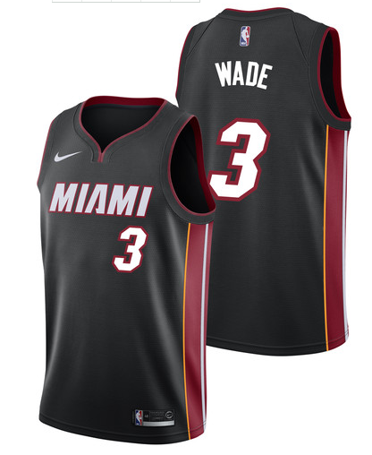NBA Men Miami Heat Black #3 WADE Jersey High Quality Name and Number Print - leoleo123123