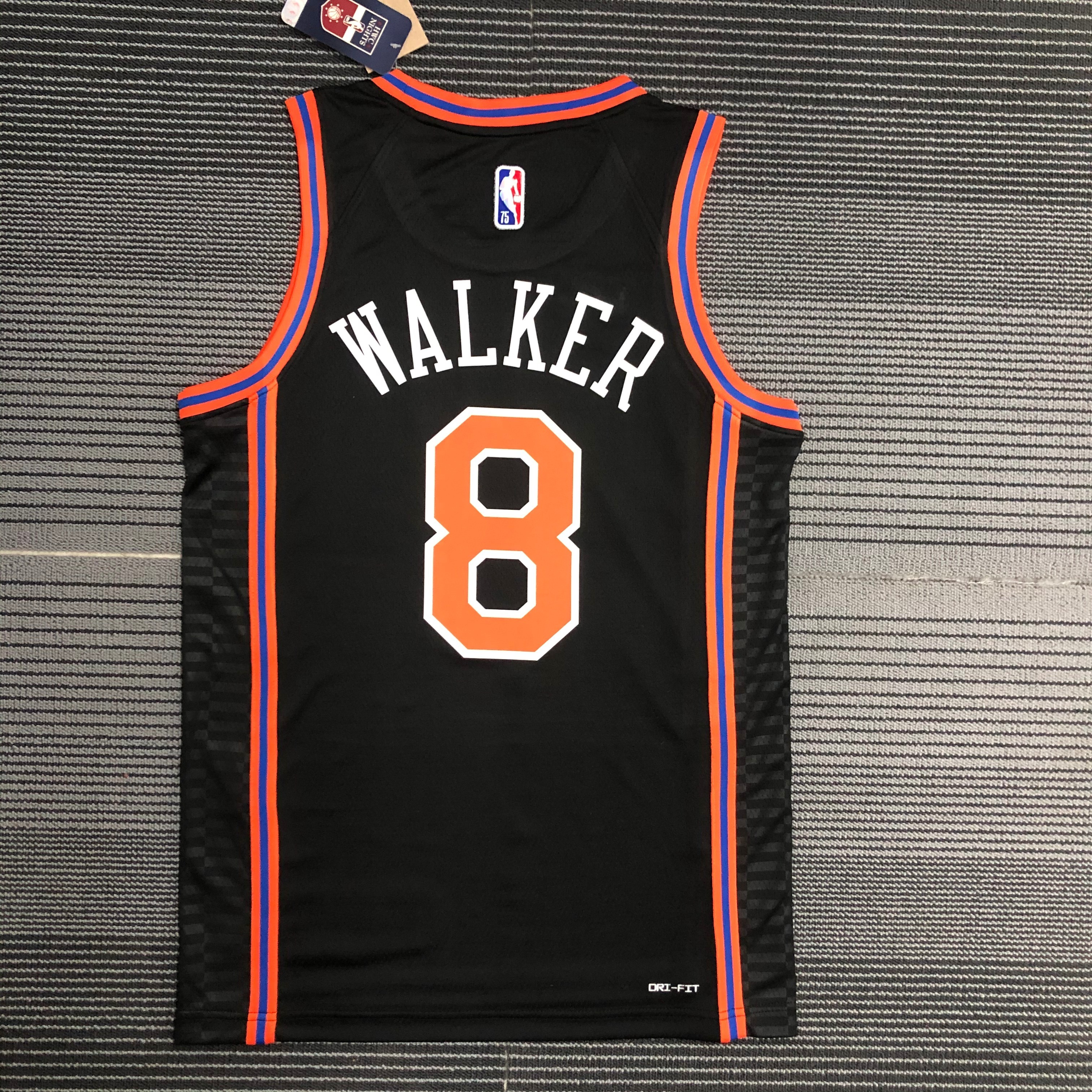 NBA Men 75th Anniversary Season 2022 New York Knicks Black #8 WALKER Jersey High Quality Name and Number Print - leoleo123123