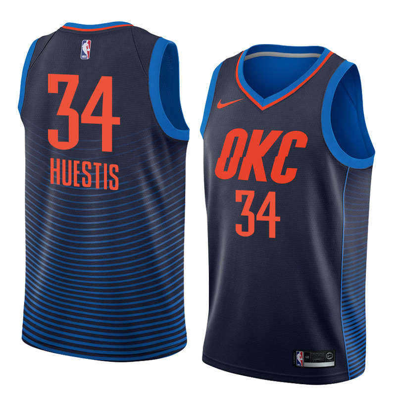 NBA Men Oklahoma City Thunder Dark Blue #34 HUESTIS Jersey High Quality Name and Number Print - leoleo123123