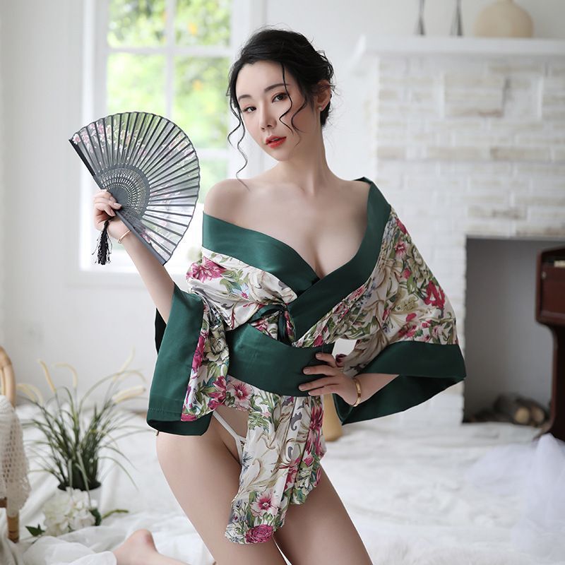 夜听香新款情趣内衣女士低胸高端诱惑喇叭袖复古日式性感和服套装 - leoleo123123