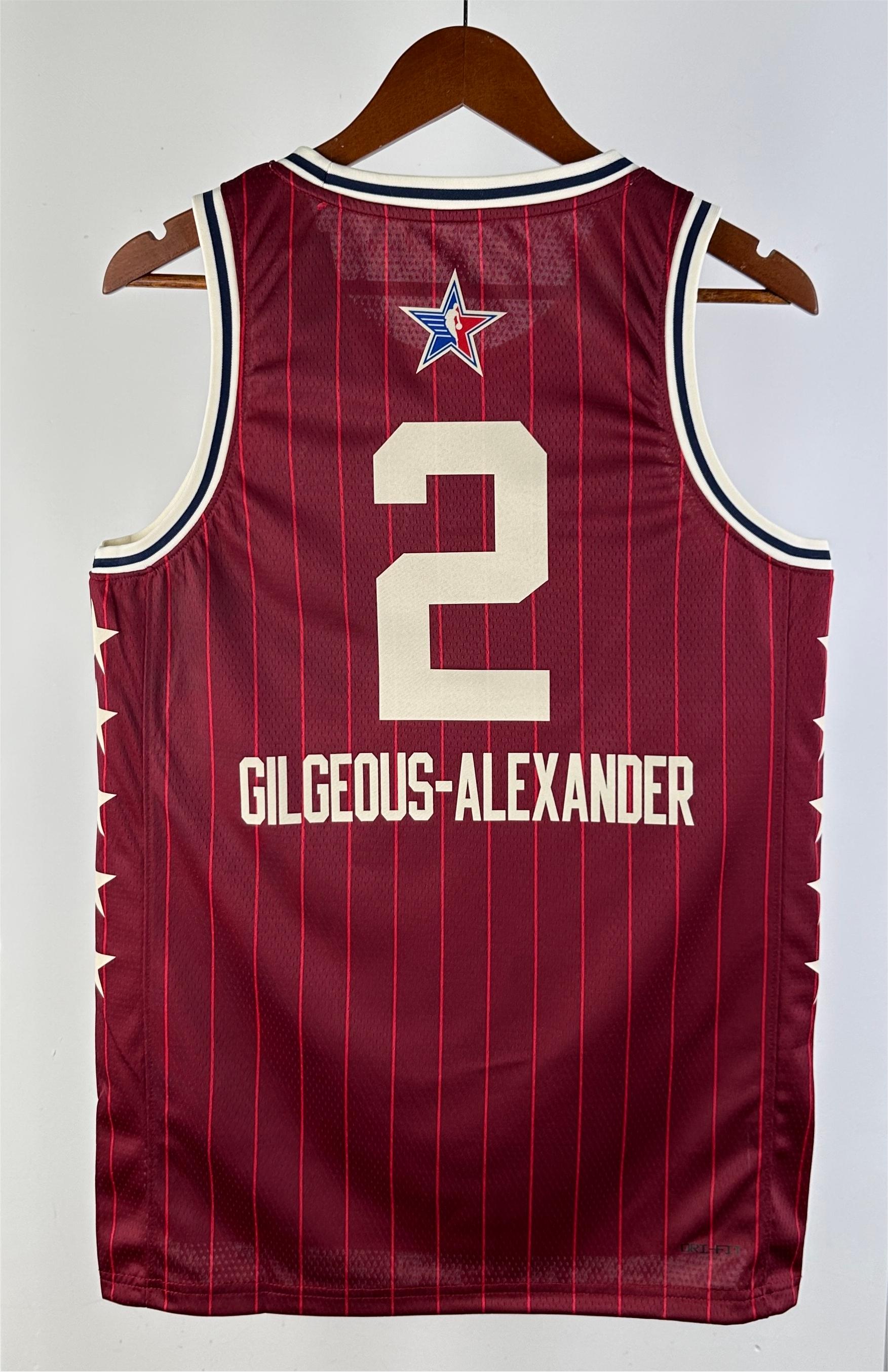 NBA Men 2024 Los Angeles Lakers All Stars Red #2 GILGEOUS-ALEXANDER Jersey High Quality Name and Number Print - leoleo123123