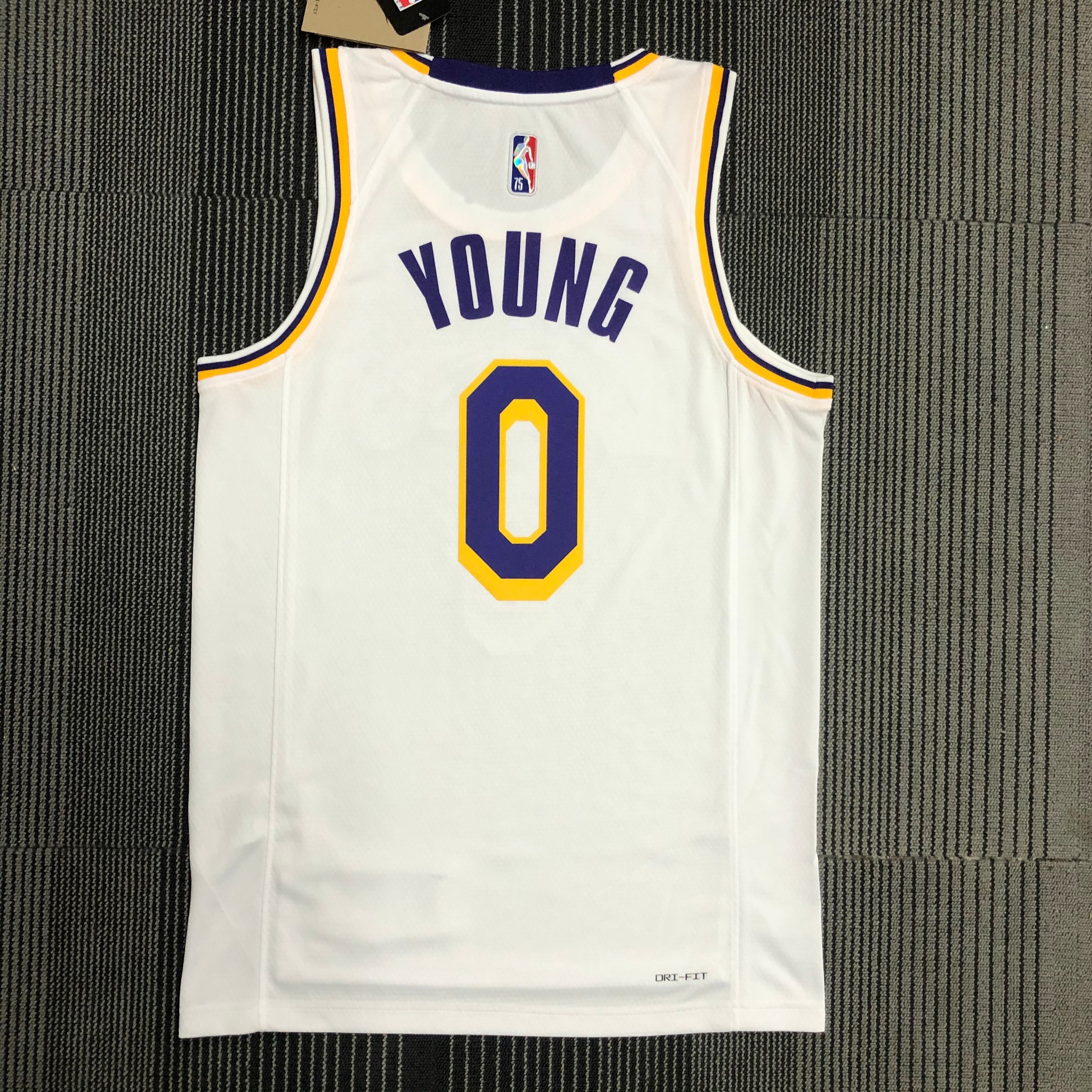NBA 75th Anniversary Los Angeles Lakers White Round Neck #0 YOUNG Jersey High Quality Name and Number Print - leoleo123123