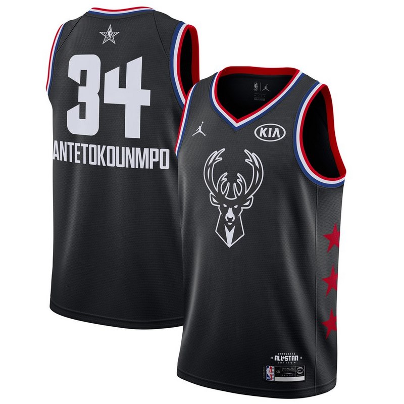 NBA Men 2019 All Star Jerseys Black #34 ANTETOKOUNMPO Jersey High Quality Name and Number Print - leoleo123123