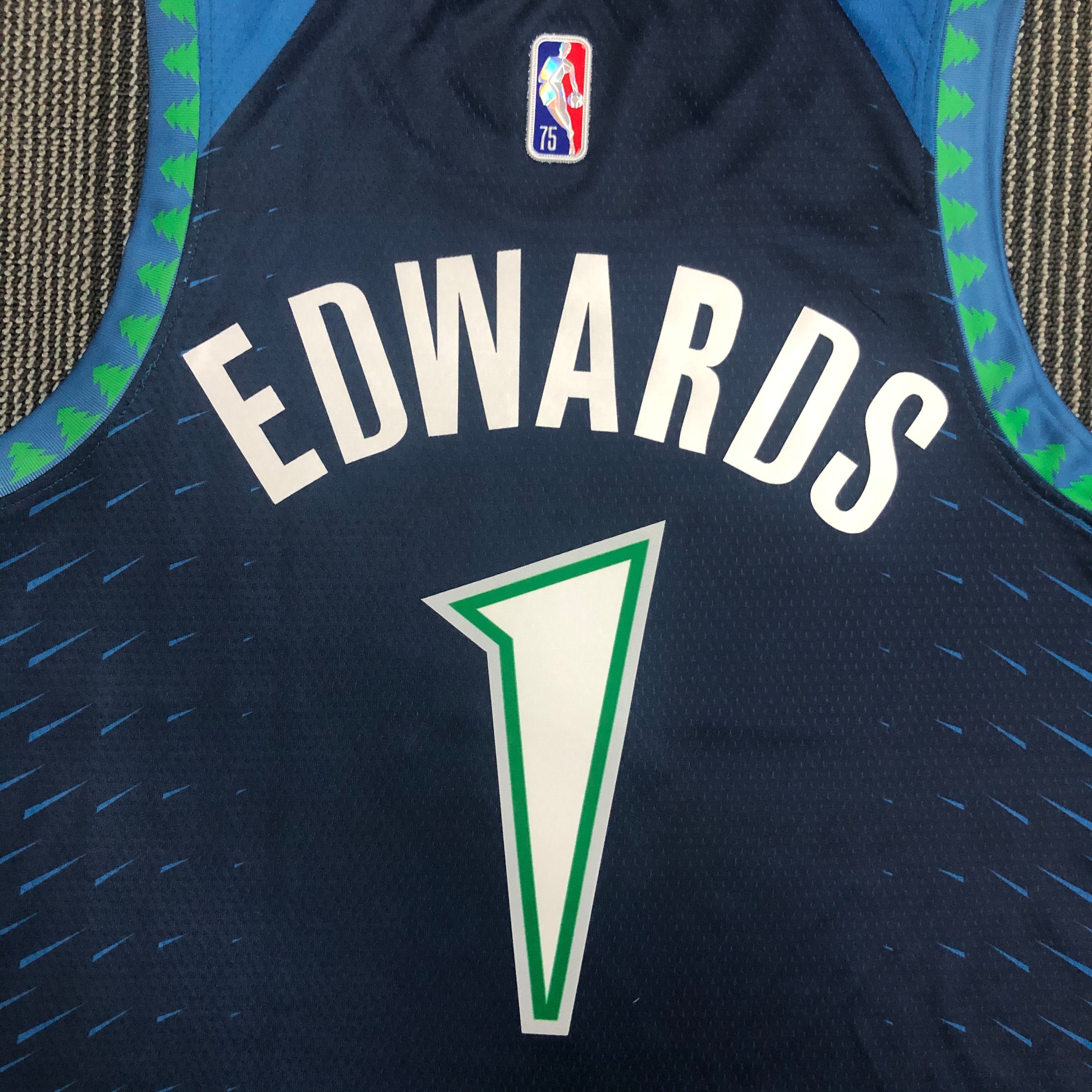 NBA Men 75th Anniversary Minnesota Timberwolves Blue #1 EDWARDS Jersey High Quality Name and Number Print - leoleo123123