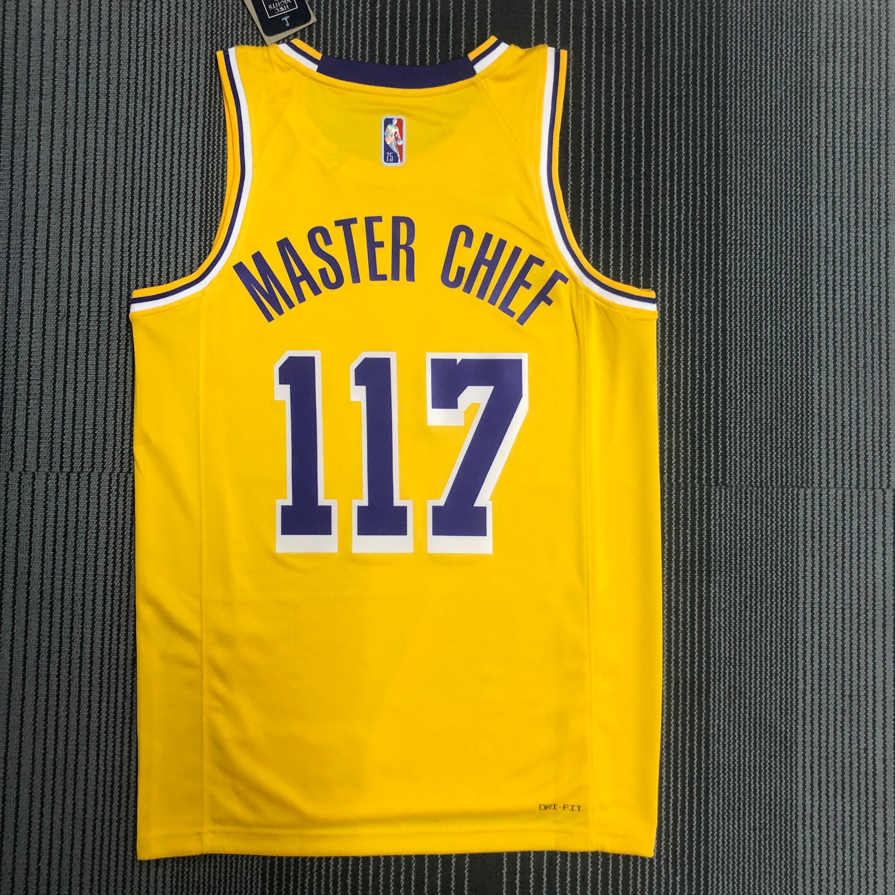 NBA 75th Anniversary X-BOX Los Angeles Lakers Yellow Round Neck #117 Jersey High Quality Name and Number Print - leoleo123123