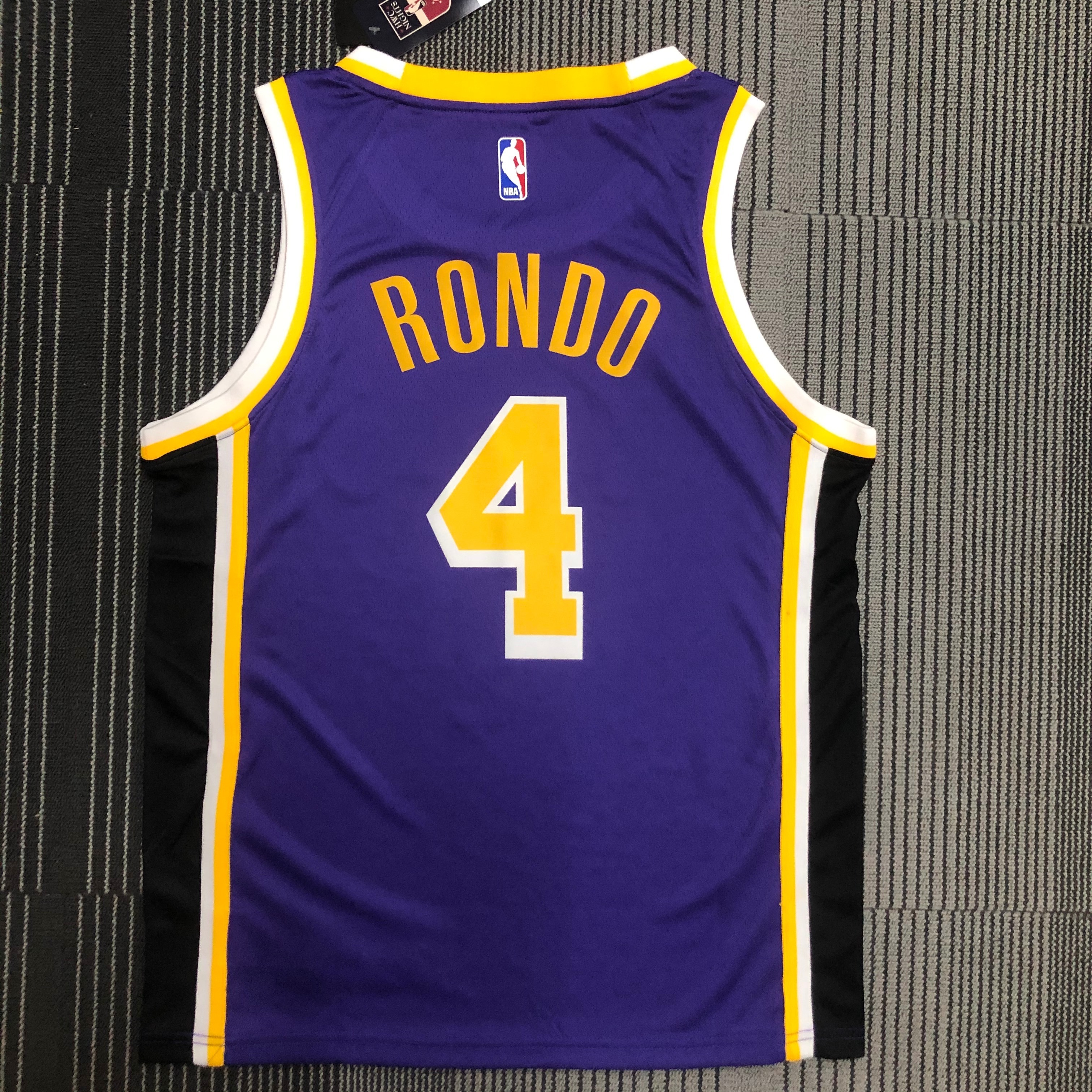 NBA Men Los Angeles Lakers Purple #4 RONDO Round Neck Jersey High Quality Name and Number Print - leoleo123123