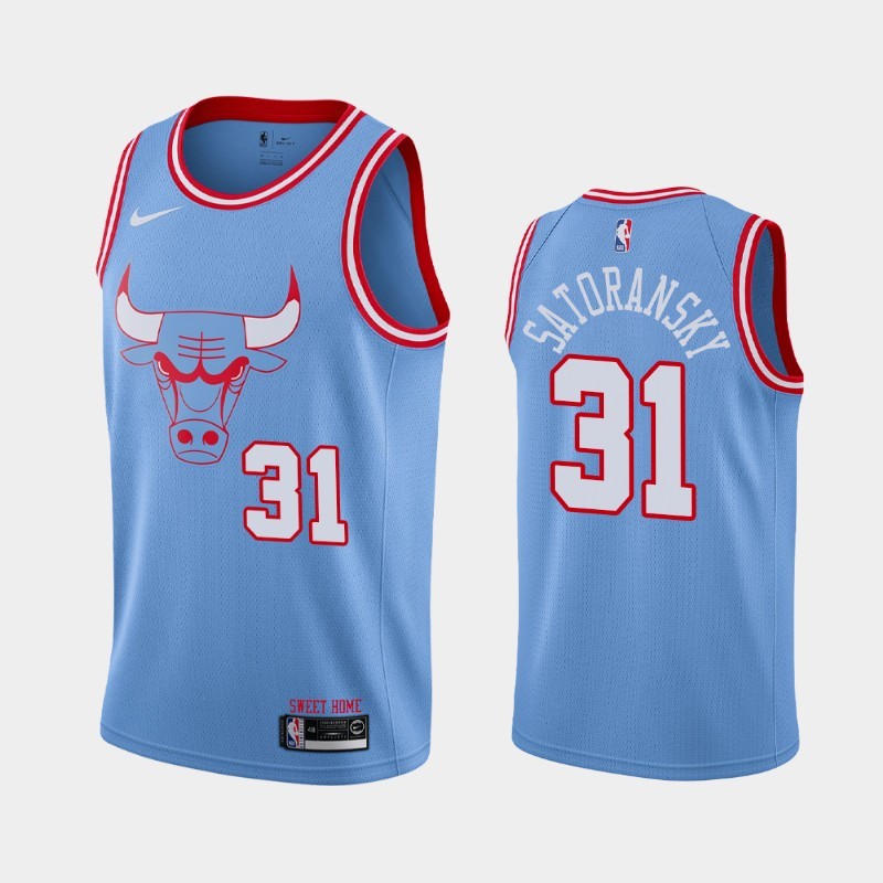 NBA Men Chicago Bulls 19-20 Season Light Blue #31 SATORANSKY Jersey High Quality Name and Number Print - leoleo123123