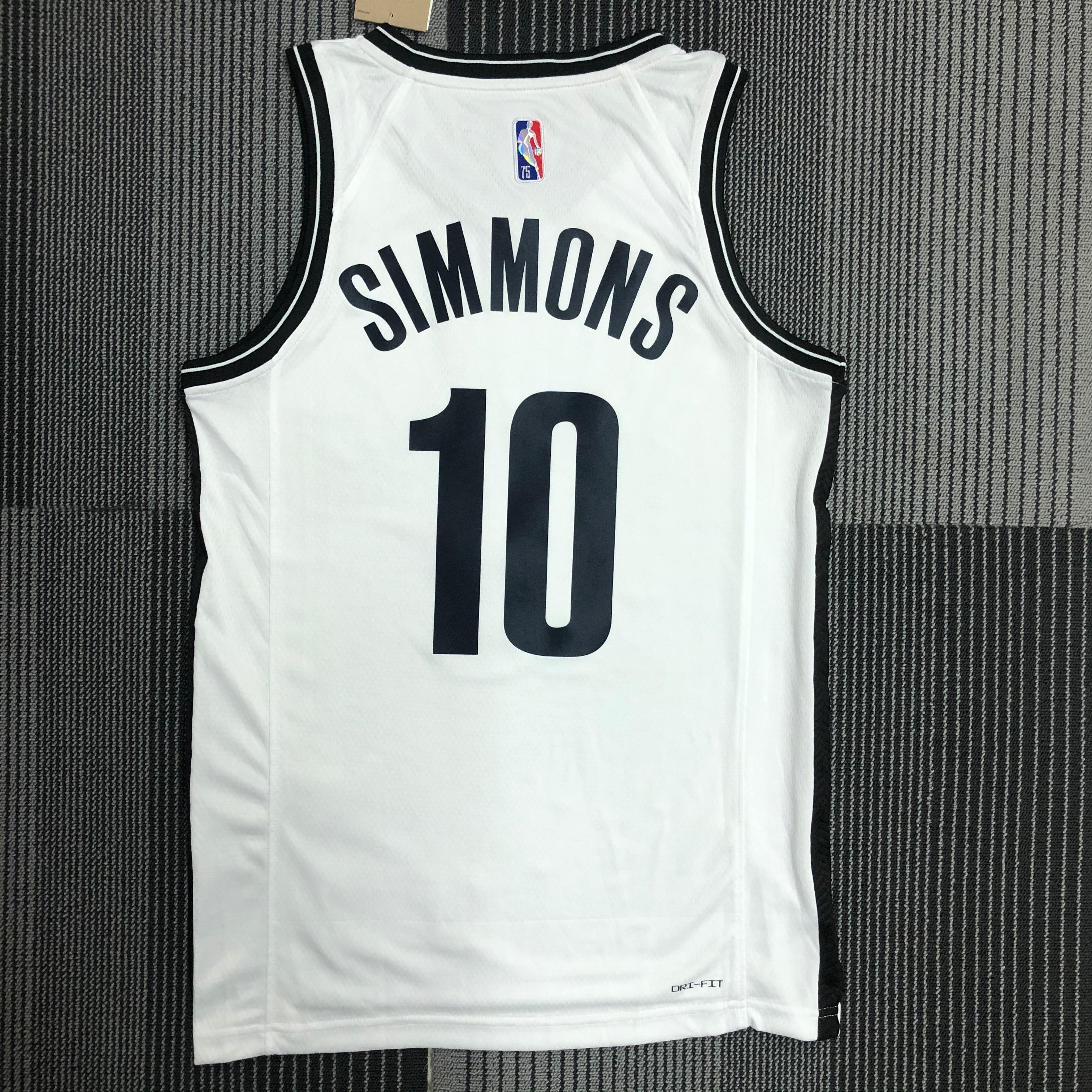 NBA Men 75th Anniversary Brooklyn Nets White #10 SIMMONS Jersey High Quality Name and Number Print - leoleo123123