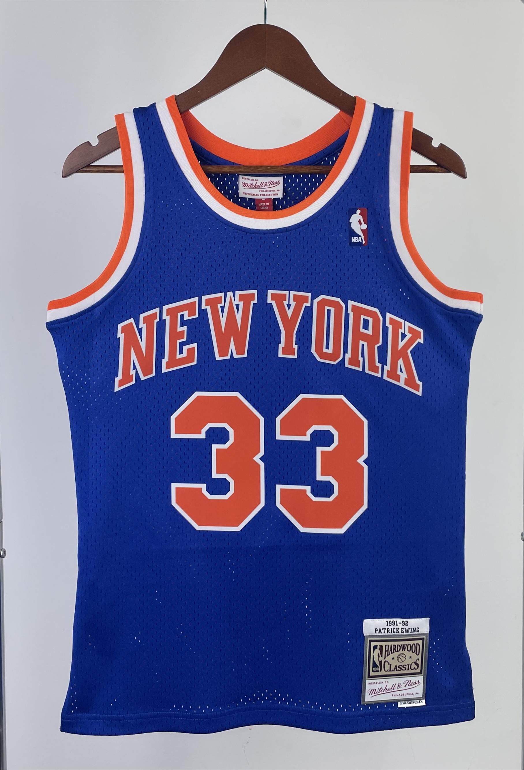 NBA Men 91-92 New York Knicks Blue #33 EWING Classics Swingman Jersey - leoleo123123