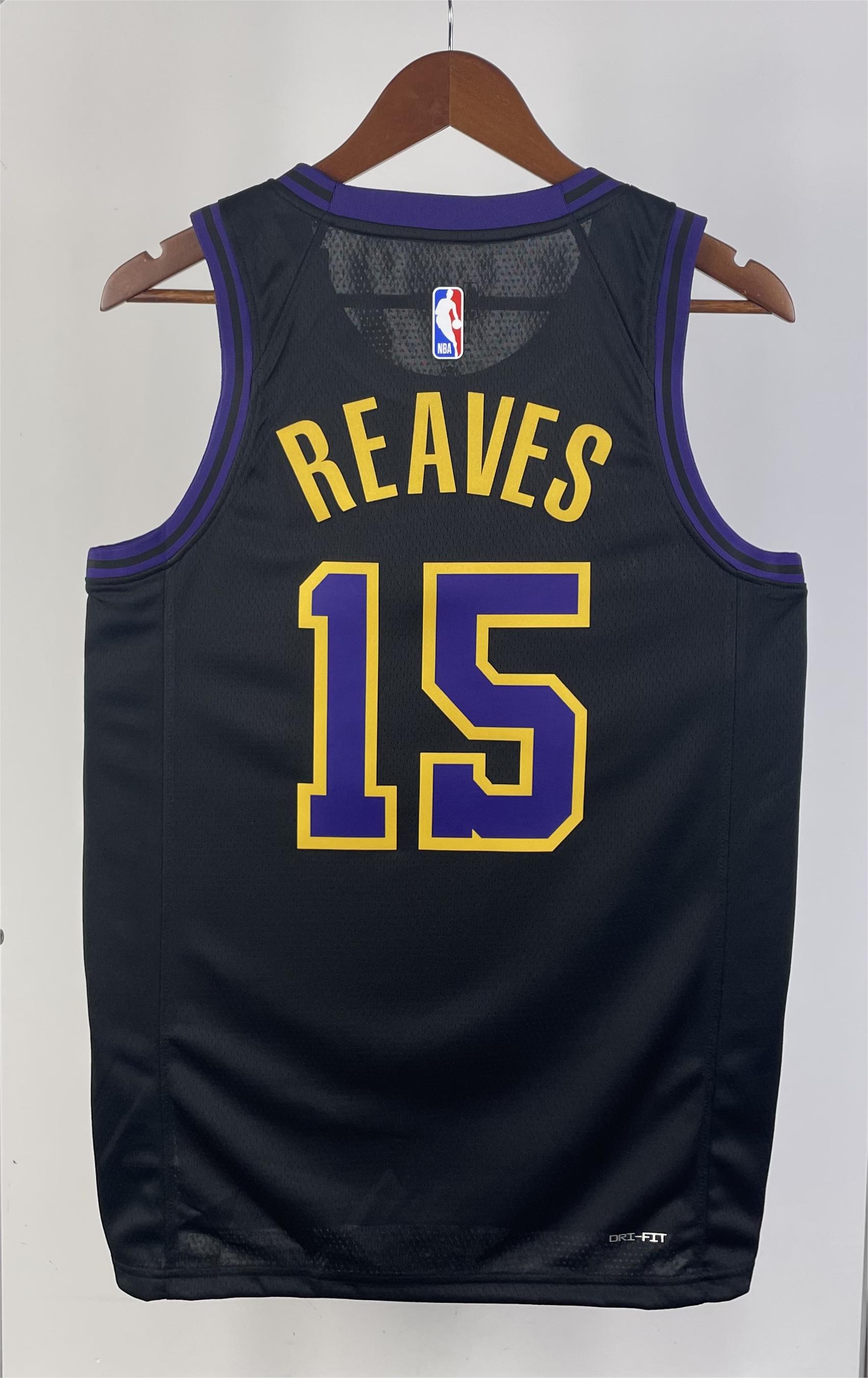 NBA Men 2024 Los Angeles Lakers Black City Version #15 REAVES Jersey High Quality Name and Number Print - leoleo123123