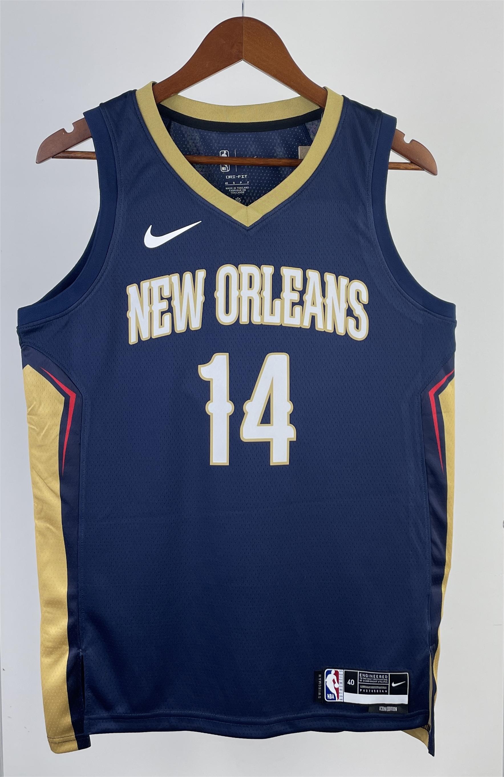 NBA Men 2022/23 New Orleans Pelicans Dark Blue #14 INGRAM Jersey High Quality Name and Number Print - leoleo123123