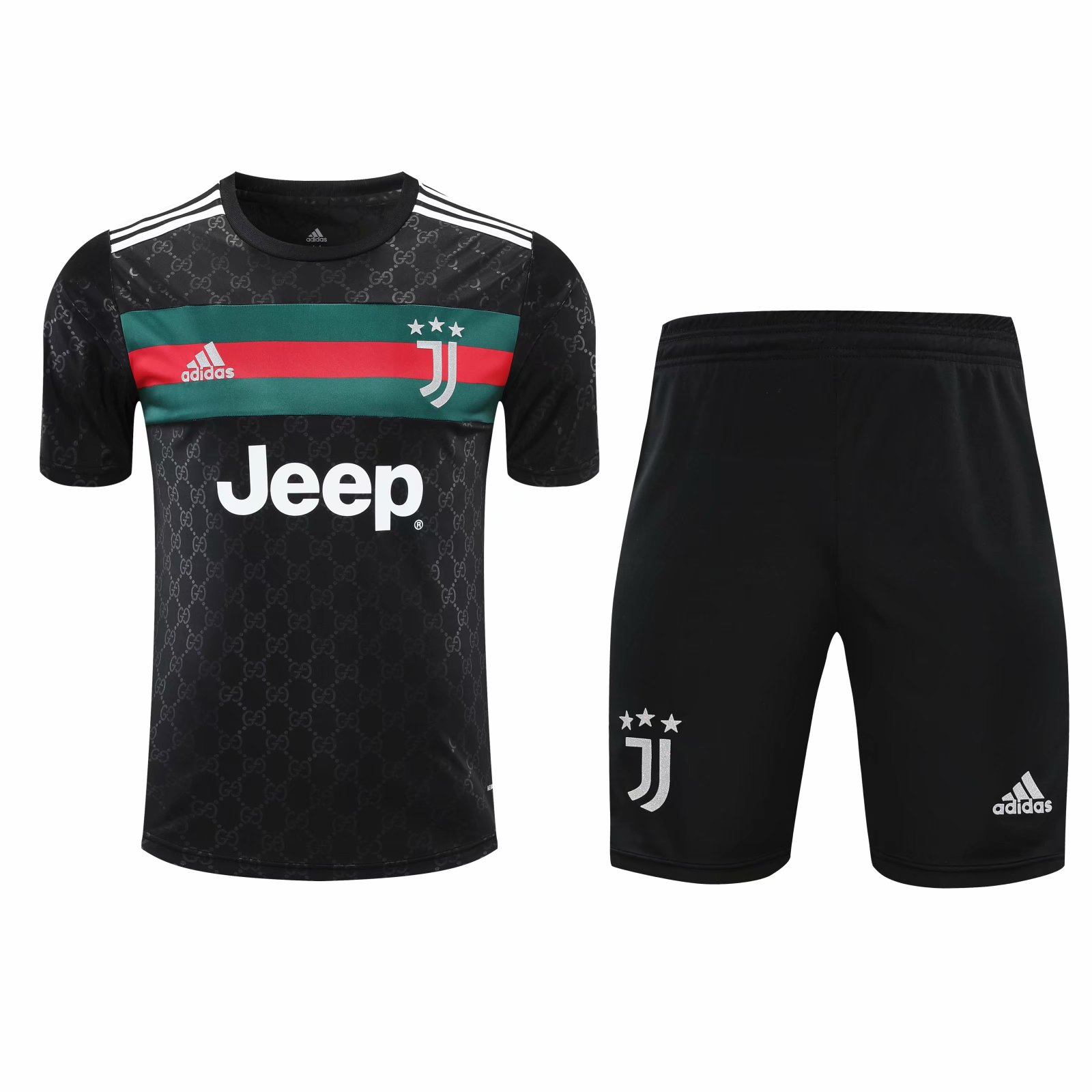 New 2021 Juventus Black Training Set--Short sleeve and Short Pant Training Tracksuit - leoleo123123
