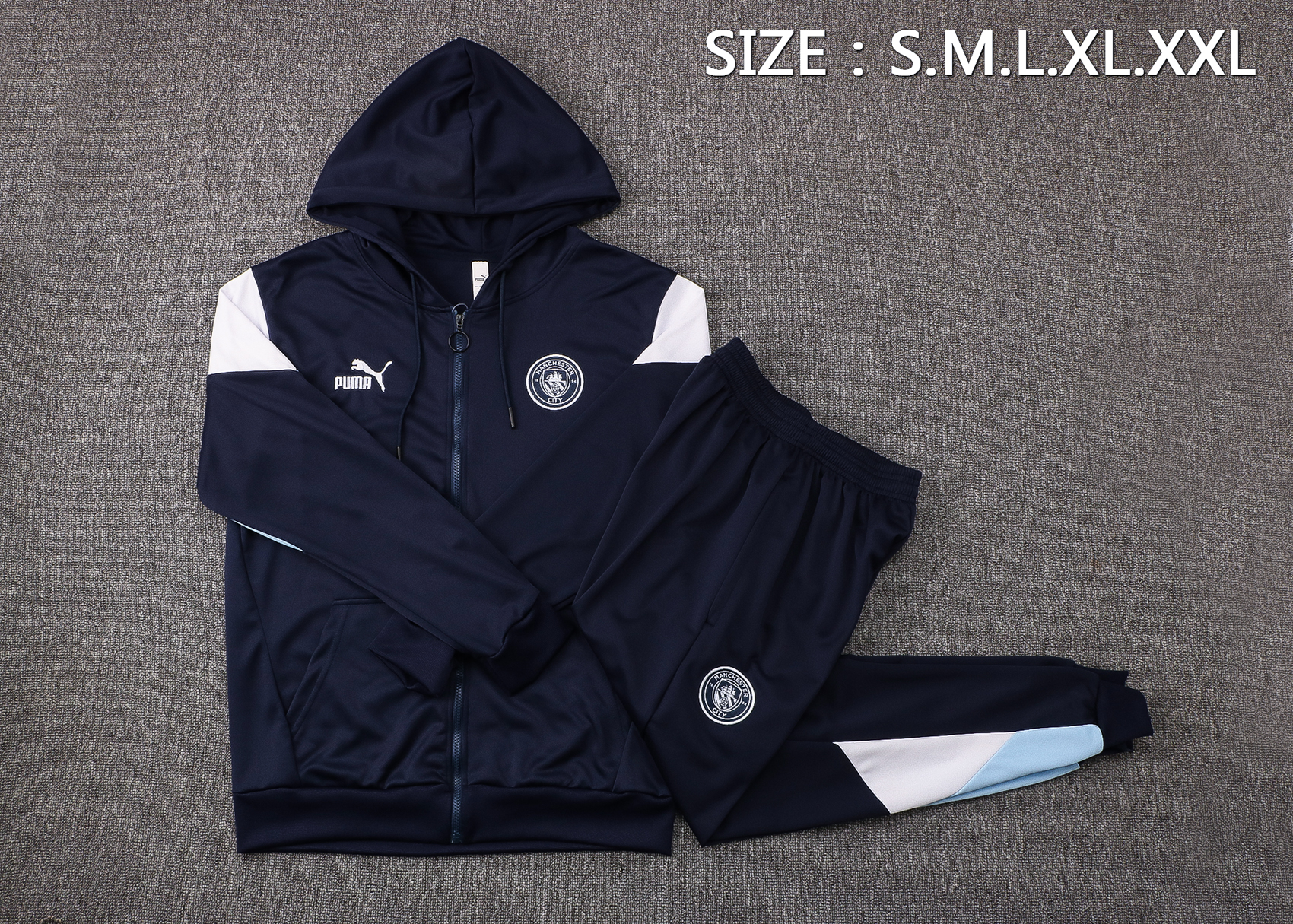 21-22 Man City Dark Blue Jacket Tracksuit with Cap Thai Quality - leoleo123123