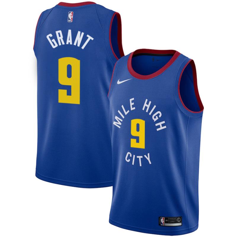 NBA Men Denver Nuggets Blue City #9 GRANT Jersey High Quality Name and Number Print - leoleo123123