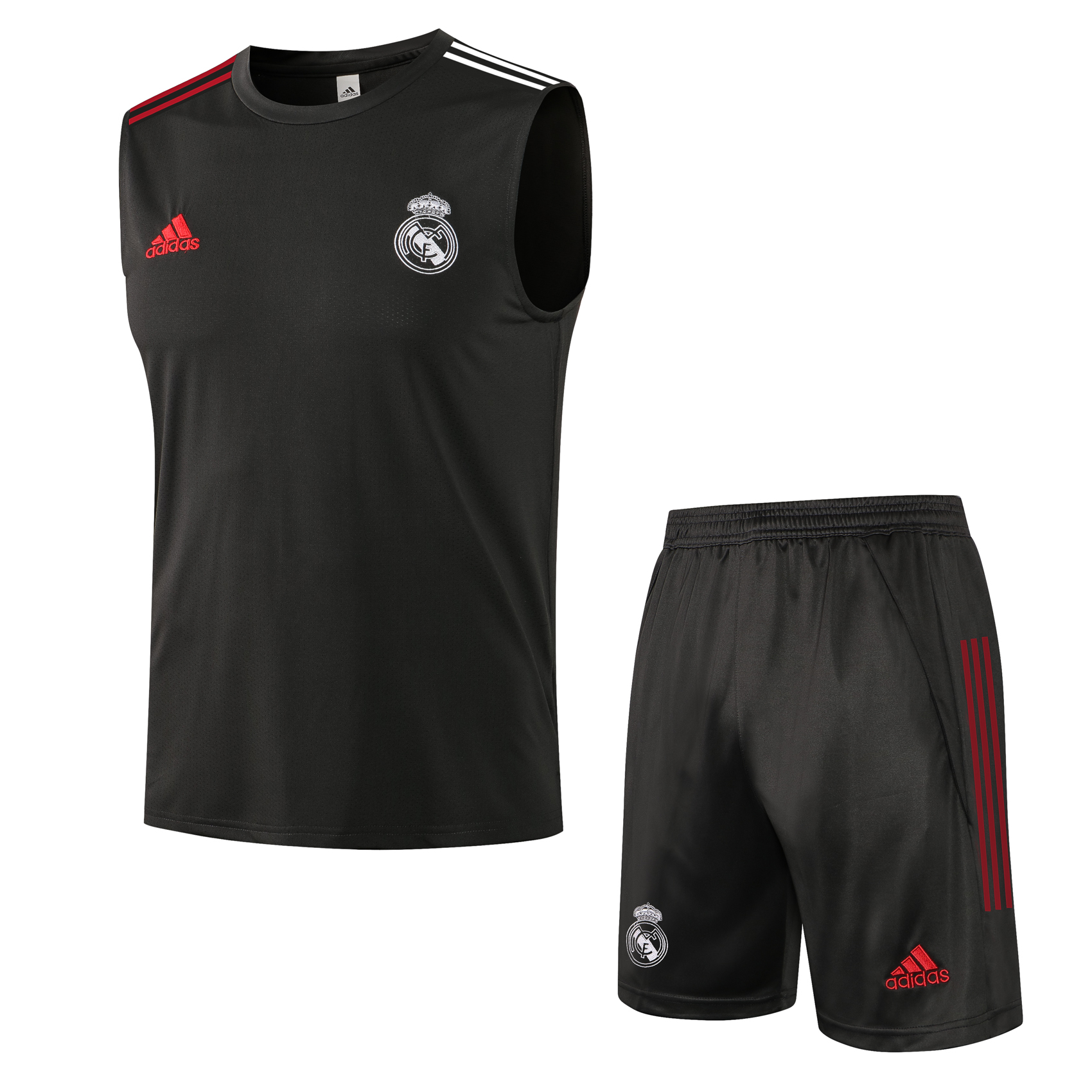 21/22 Real Madrid Dark Grey Vest Training Set--Vest and Short Pant Training Tracksuit - leoleo123123