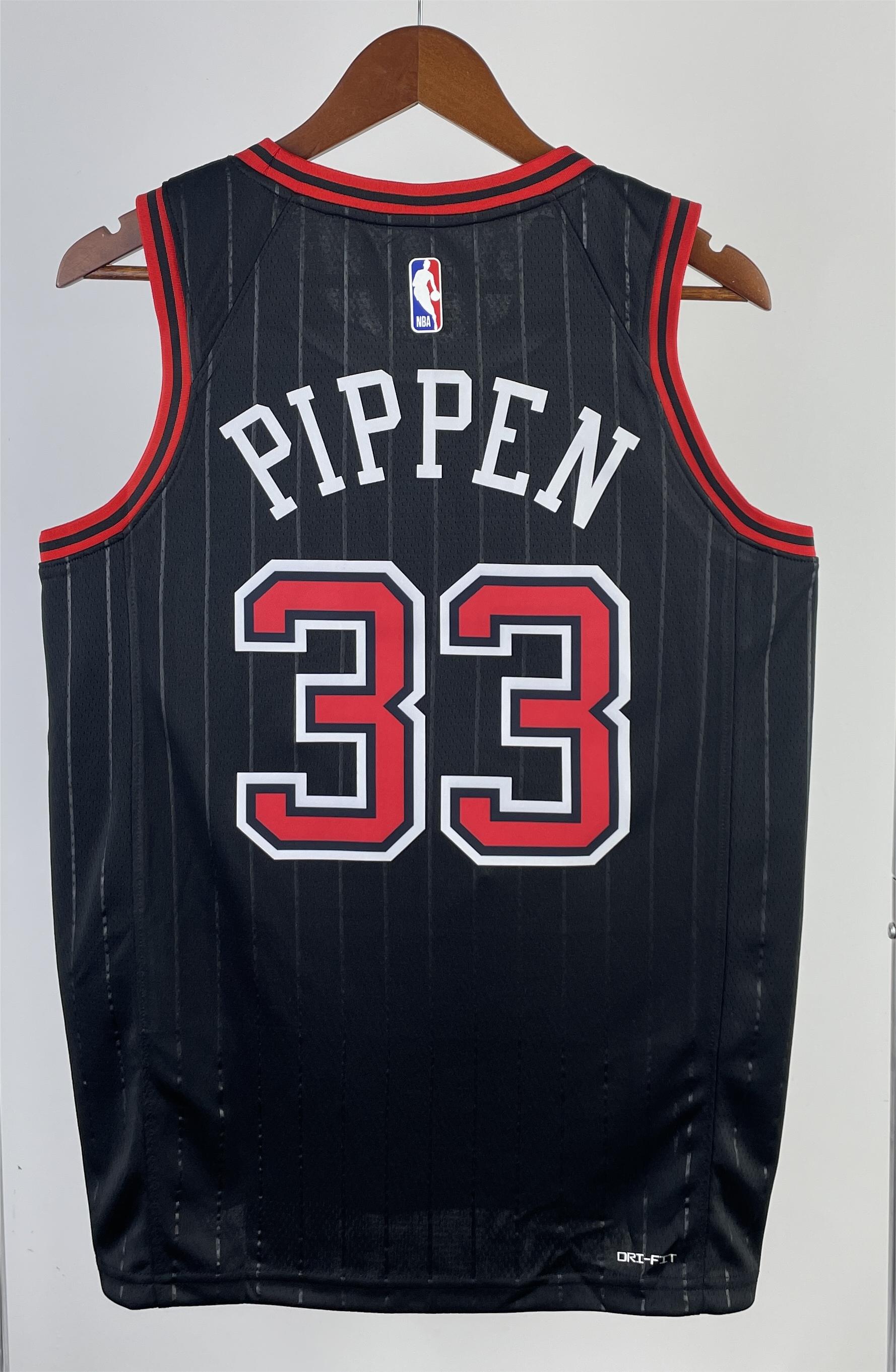 NBA Men 2023 Chicago Bulls Black with Jordan Logo #33 PIPPEN Jersey High Quality Name and Number Print - leoleo123123