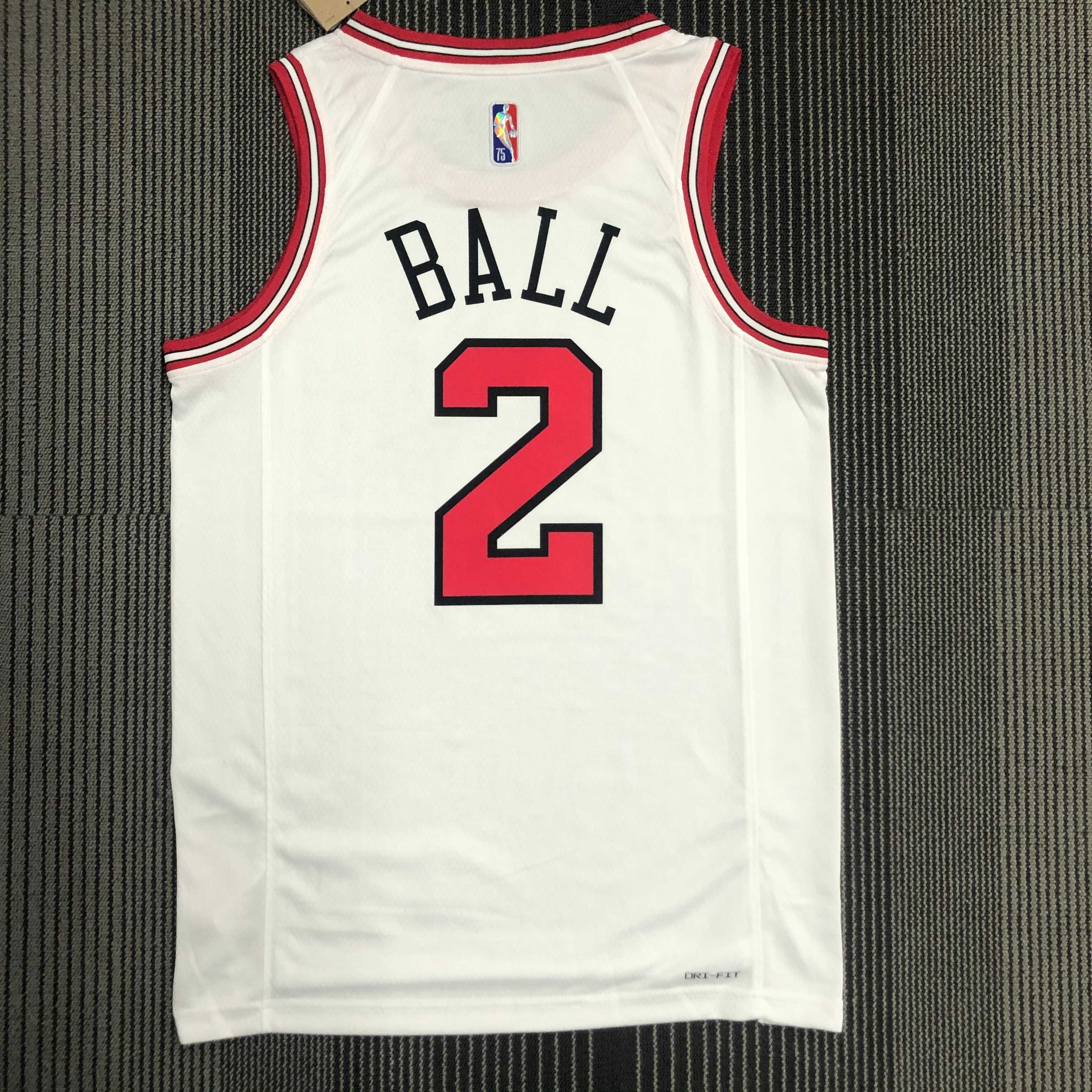 NBA Men 75th Anniversary Chicago Bulls White #2 BALL Jersey High Quality Name and Number Print - leoleo123123
