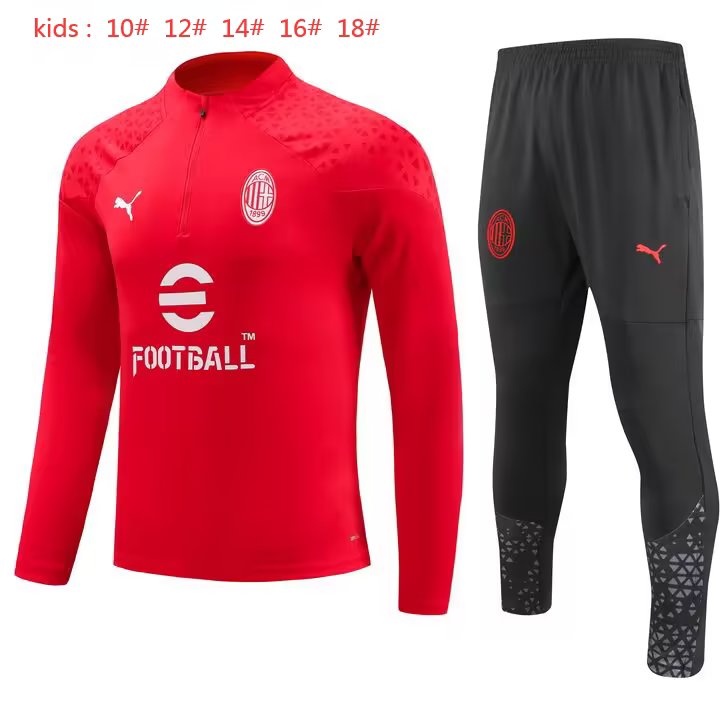 23/24 AC Kids Red Sweater Tracksuit Thai Quality - leoleo123123
