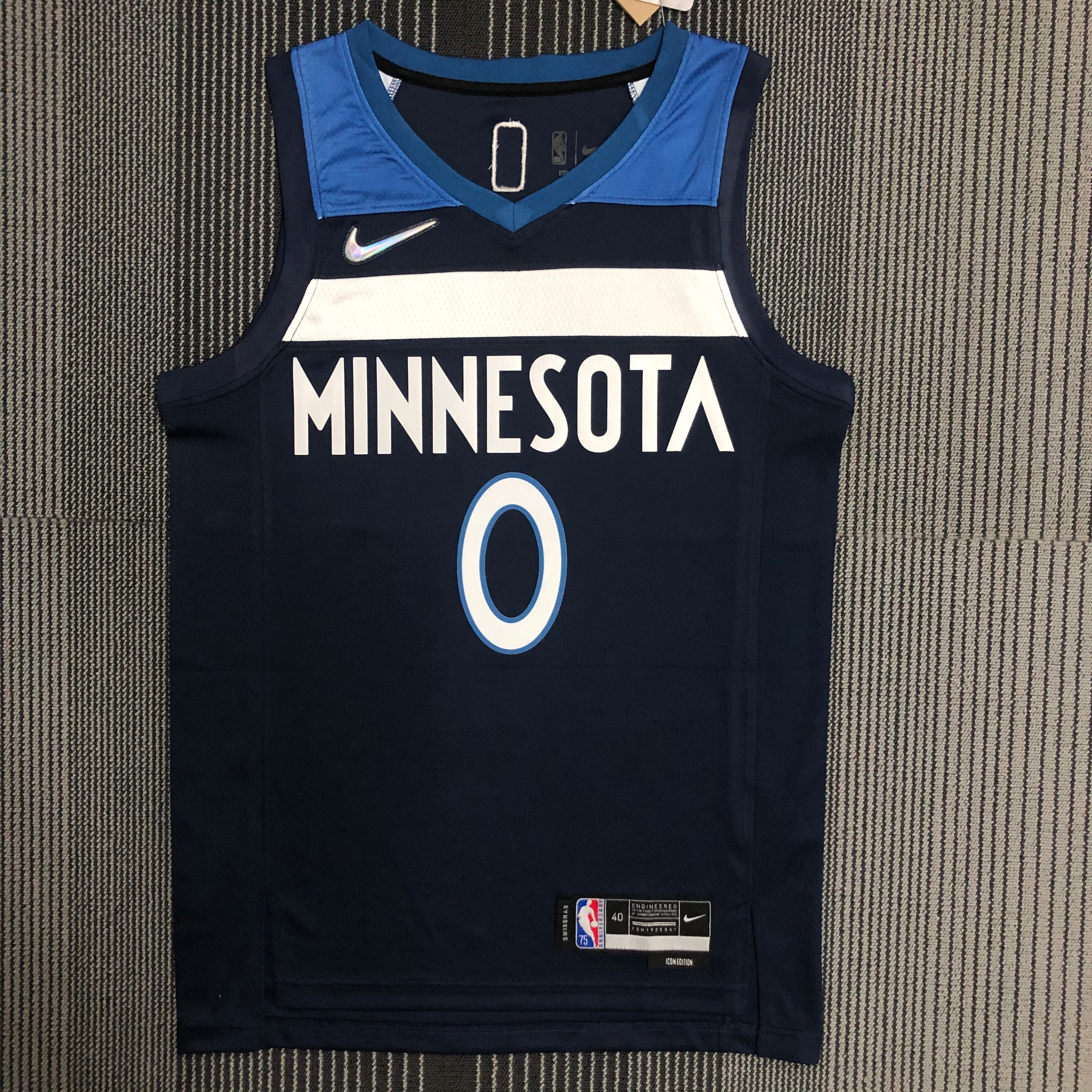 NBA Men 75th Anniversary Minnesota Timberwolves Dark Blue #0 RUSSELL Jersey High Quality Name and Number Print - leoleo123123