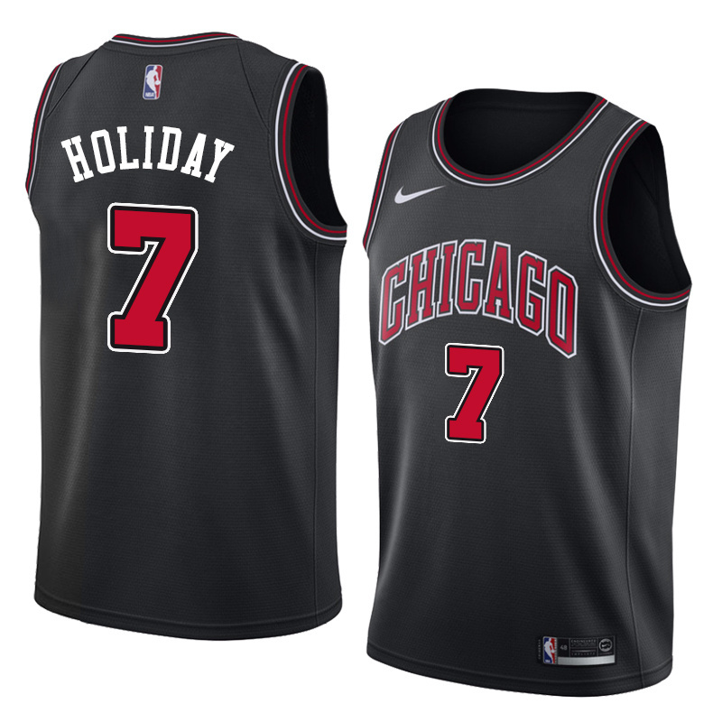 NBA Men Chicago Bulls Black #7 HOLIDAY Jersey High Quality Name and Number Print - leoleo123123