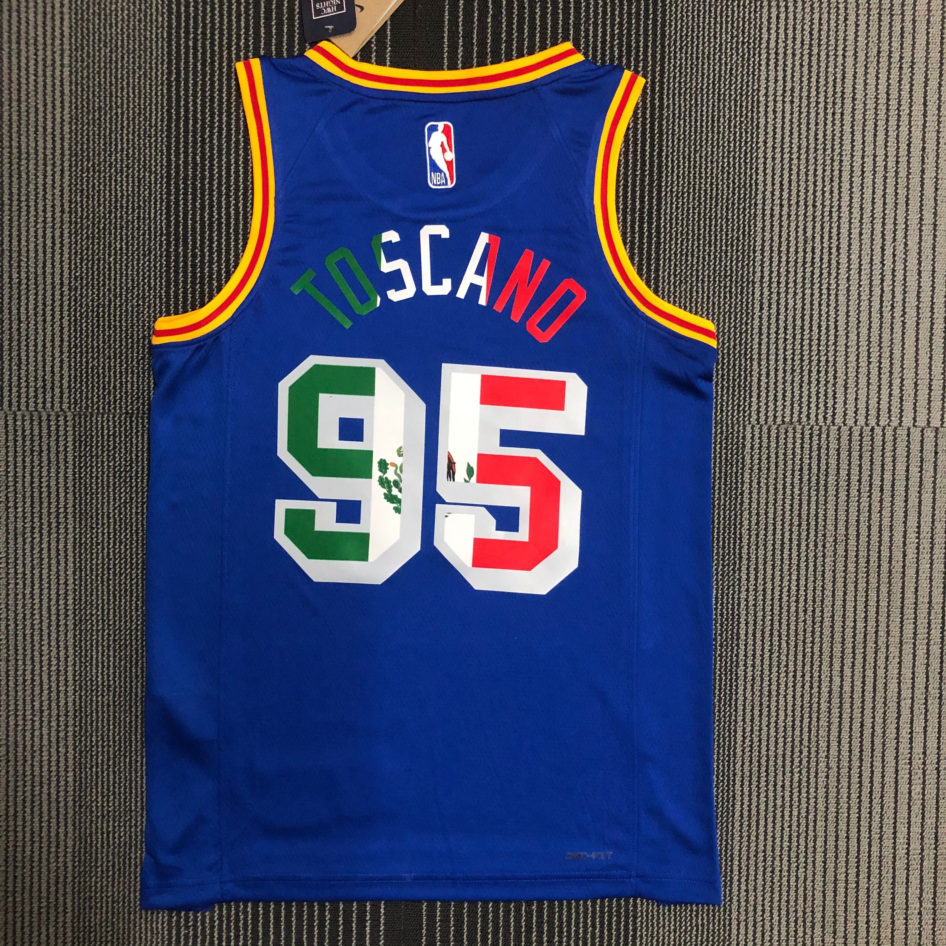 NBA Men Season 2022 Golden State Warriors Mexico Version Retro Blue #95 TOSCANO Jersey High Quality Name and Number Print - leoleo123123