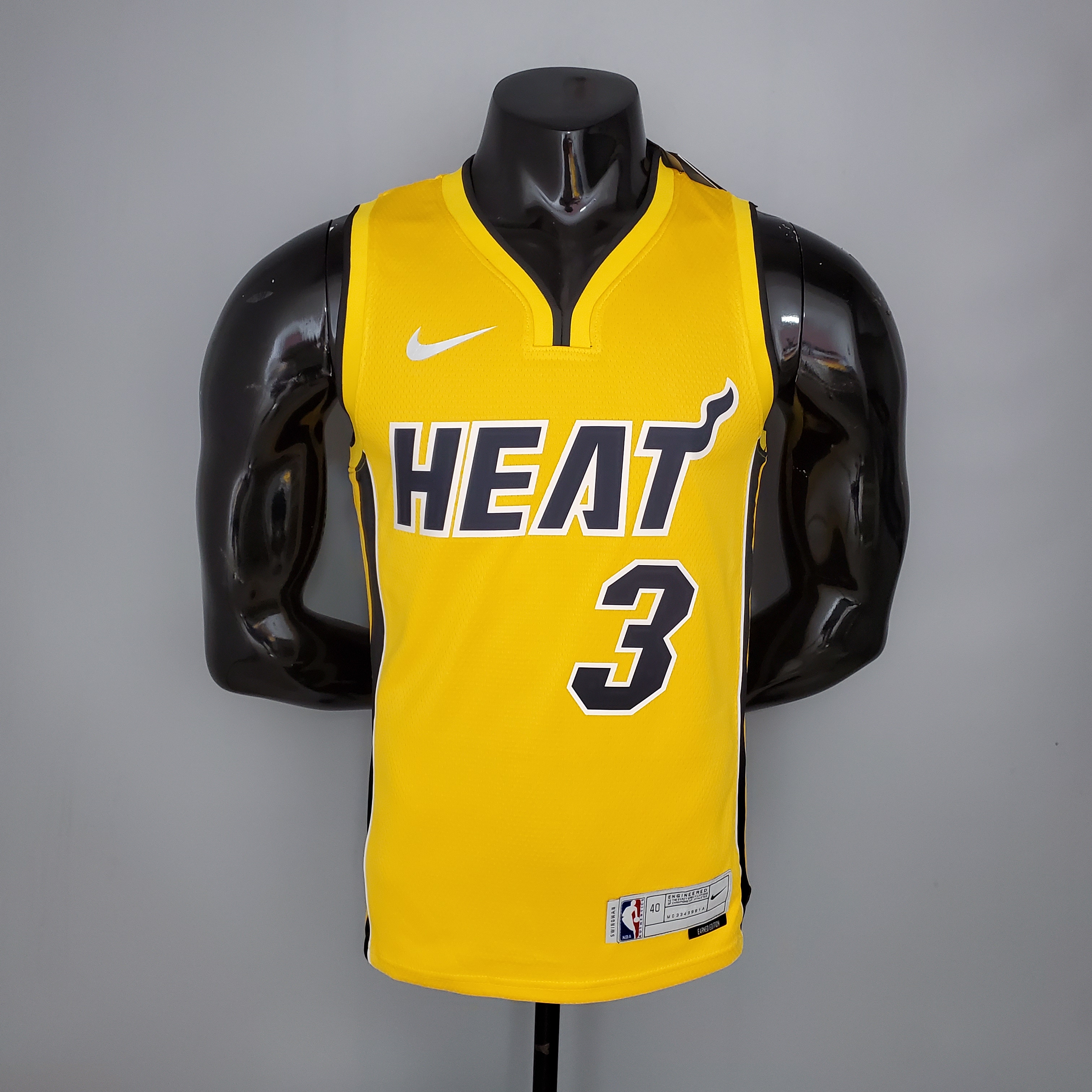 NBA Men Season 2021 Miami Heat Yellow Award Version #3 WADE Jersey High Quality Name and Number Print - leoleo123123