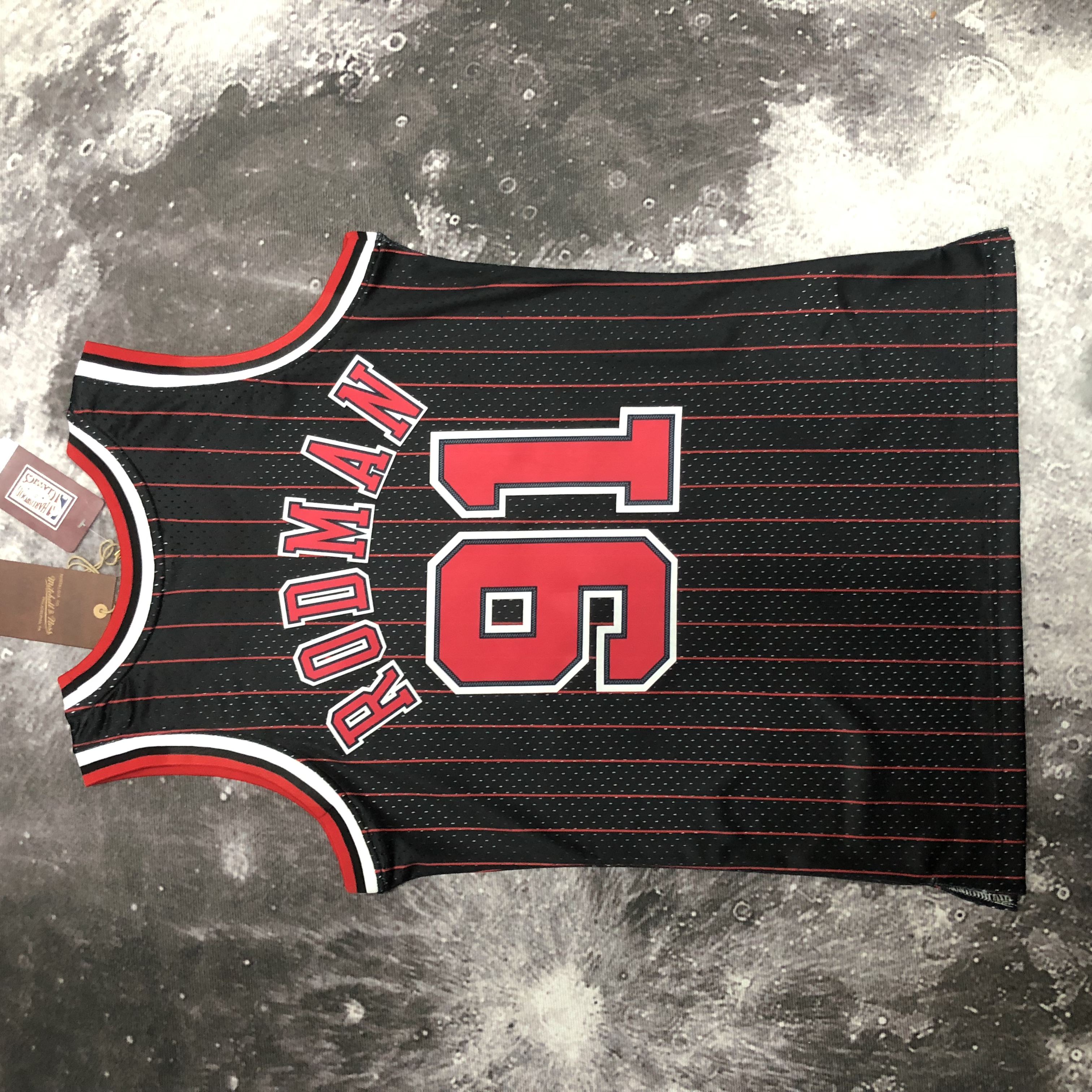 NBA Men Season 1996 Retro Chicago Bulls Black Stripe #91 RODMAN Jersey High Quality Name and Number Print - leoleo123123