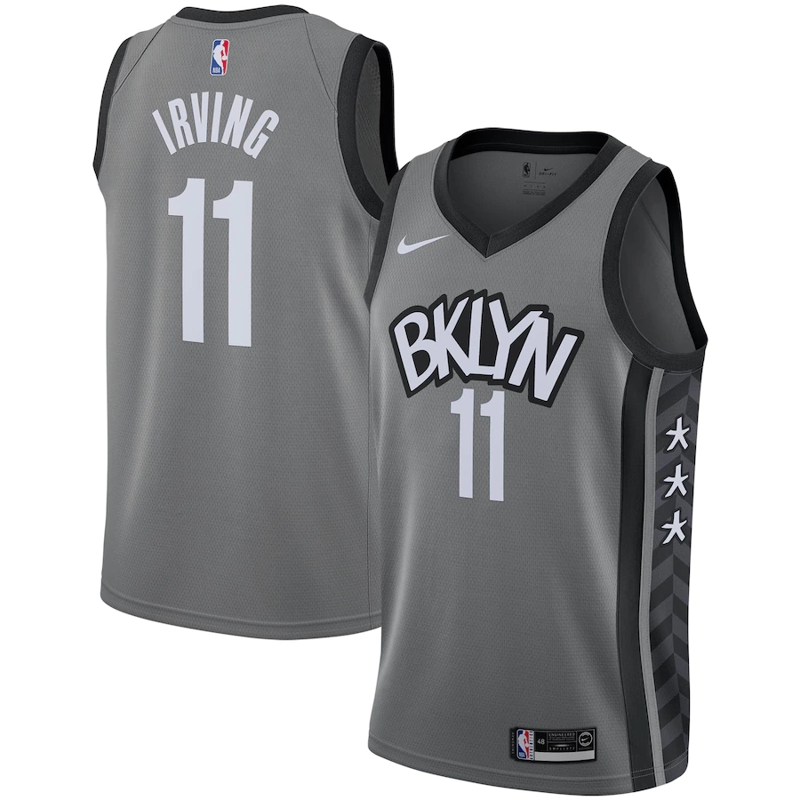 NBA Men New Brooklyn Nets Grey City #11 IRVING Jersey High Quality Name and Number Print - leoleo123123