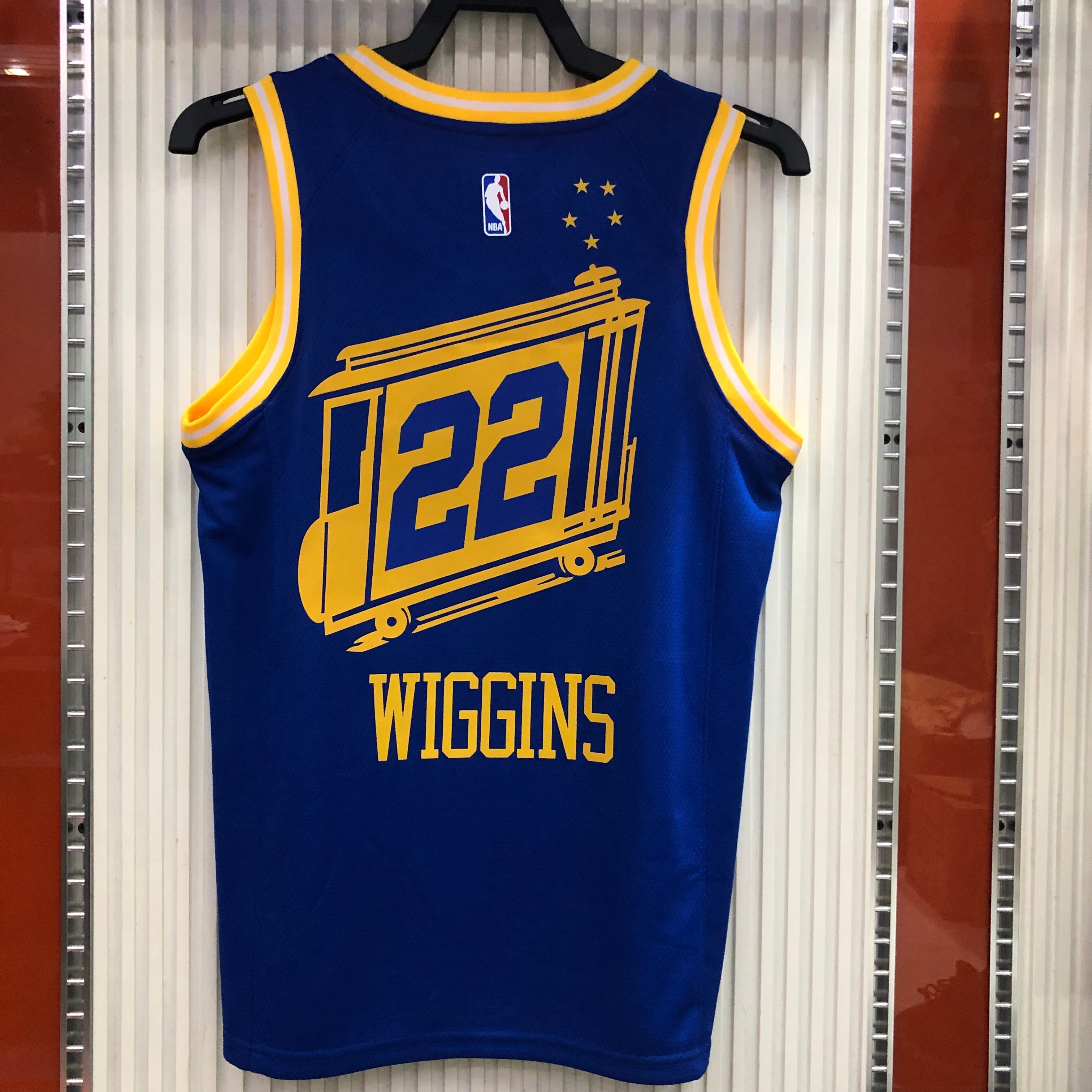 NBA Men Season 2021 Golden State Warriors the City Blue #22 WIGGINS Jersey High Quality Name and Number Print - leoleo123123