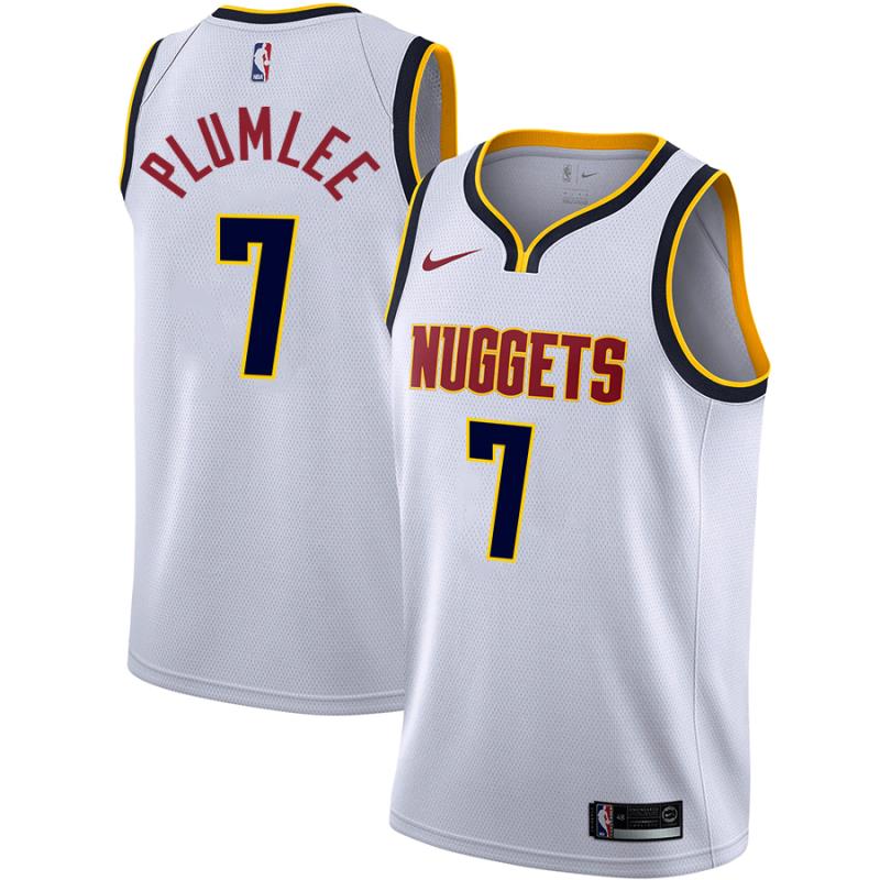 NBA Men Denver Nuggets White #7 PLUMLEE Jersey High Quality Name and Number Print - leoleo123123