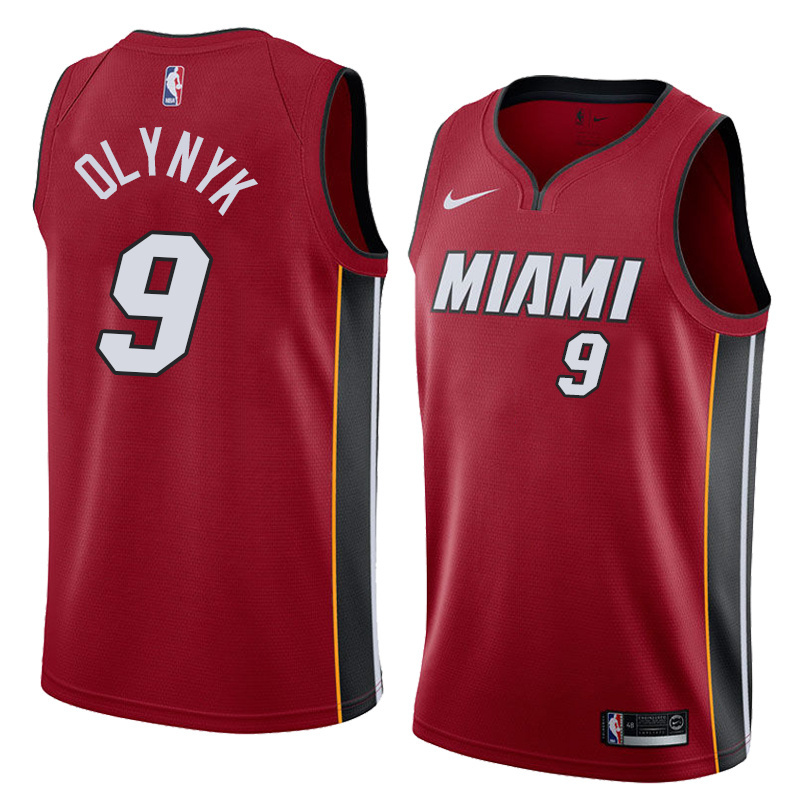 NBA Men Miami Heat Red #9 OLYNYK Jersey High Quality Name and Number Print - leoleo123123