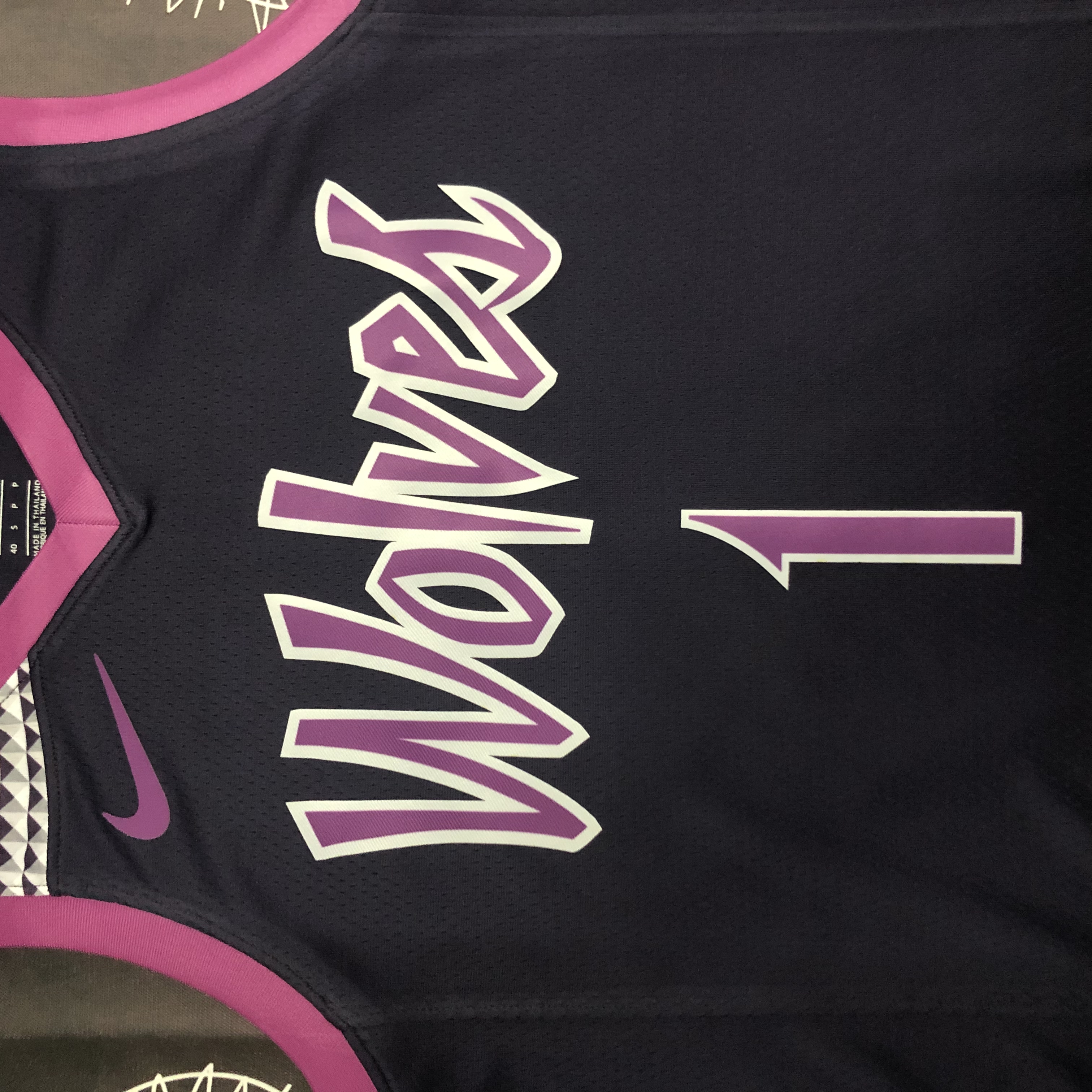 NBA Men Minnesota Timberwolves Black and Purple #1 EDWARDS Jersey High Quality Name and Number Print - leoleo123123