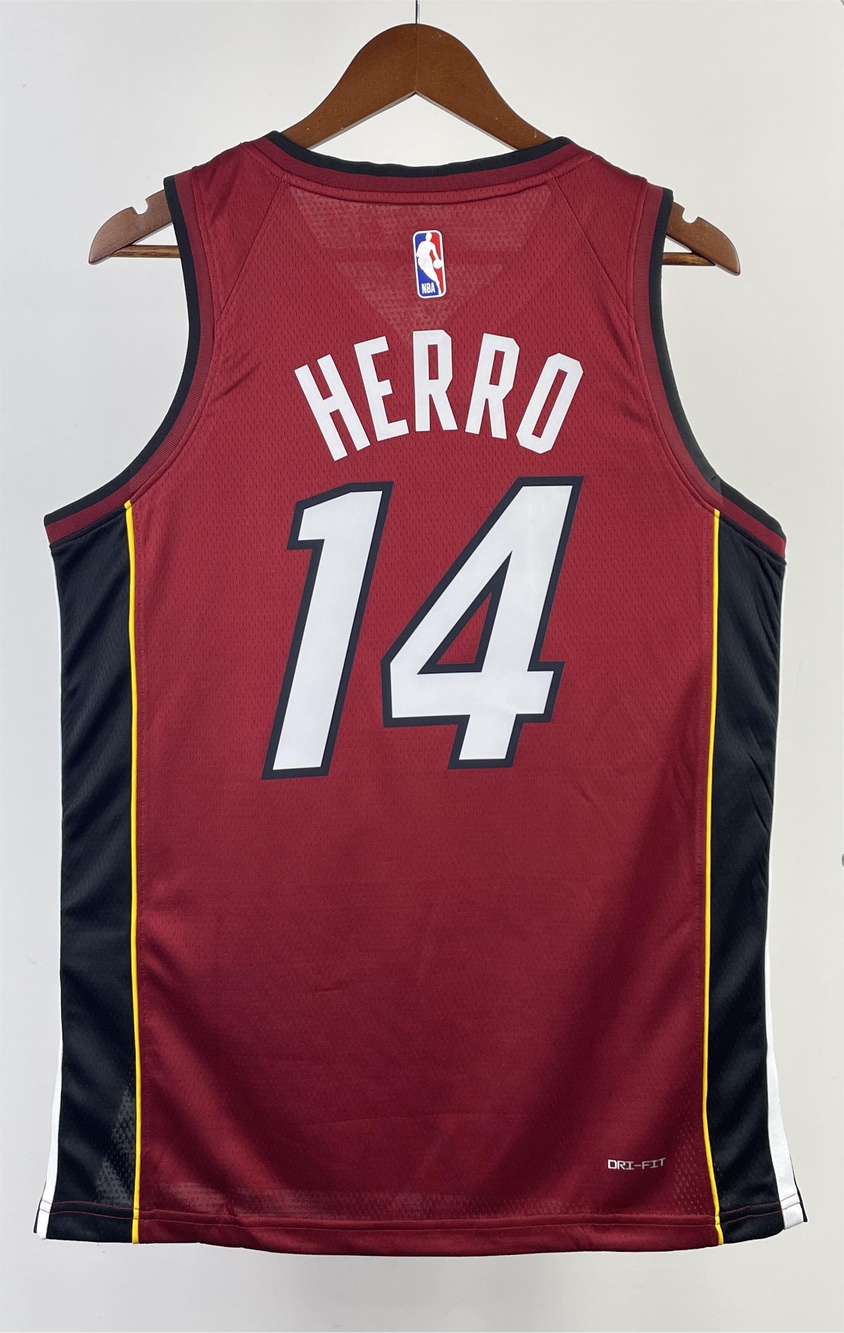 NBA Men Season 2023 Miami Heat Red #14 HERRO Jersey High Quality Name and Number Print - leoleo123123