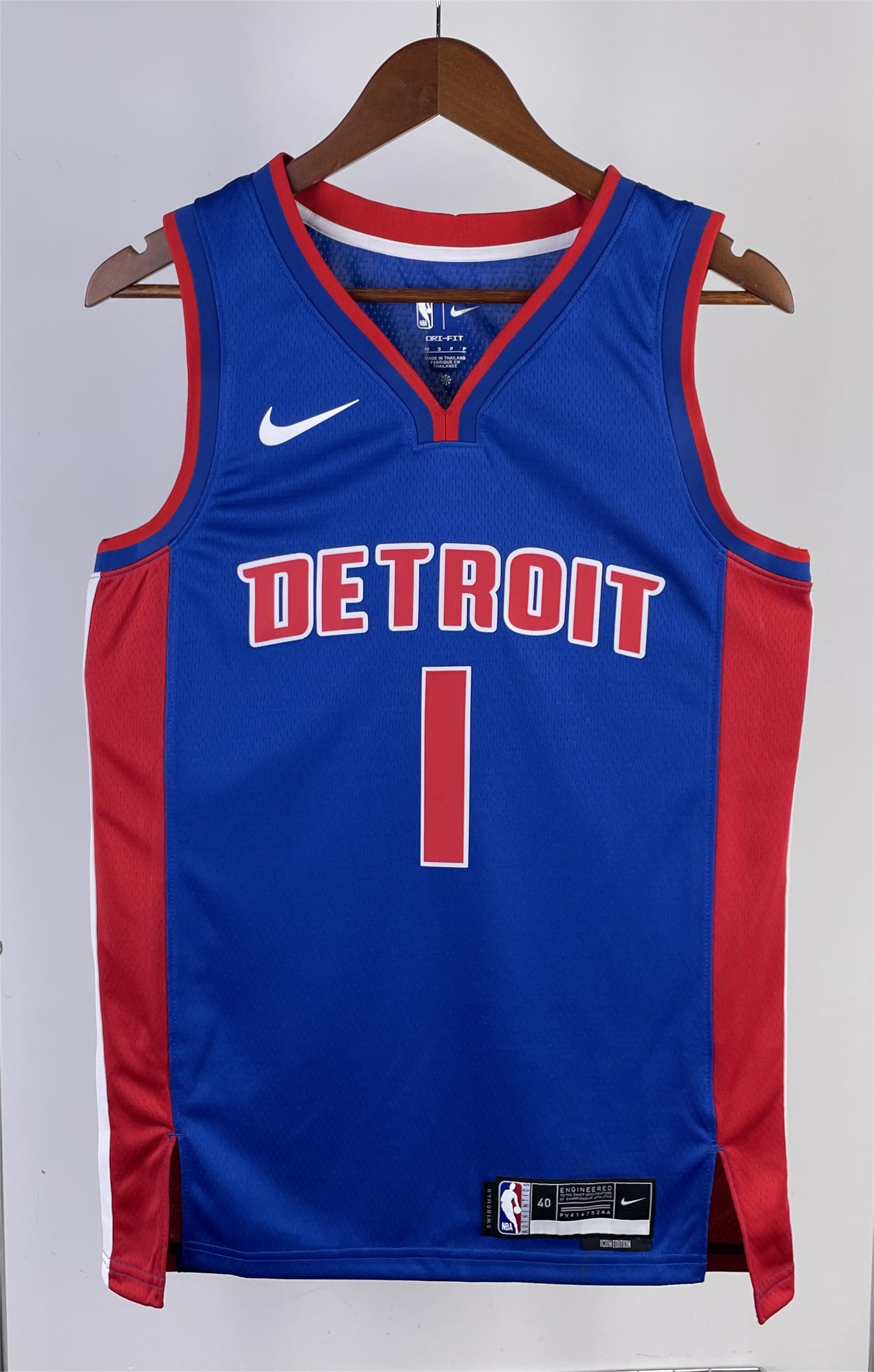 NBA Season 2023 Detroit Pistons Blue #1 IVERSON Jersey High Quality Name and Number Print - leoleo123123