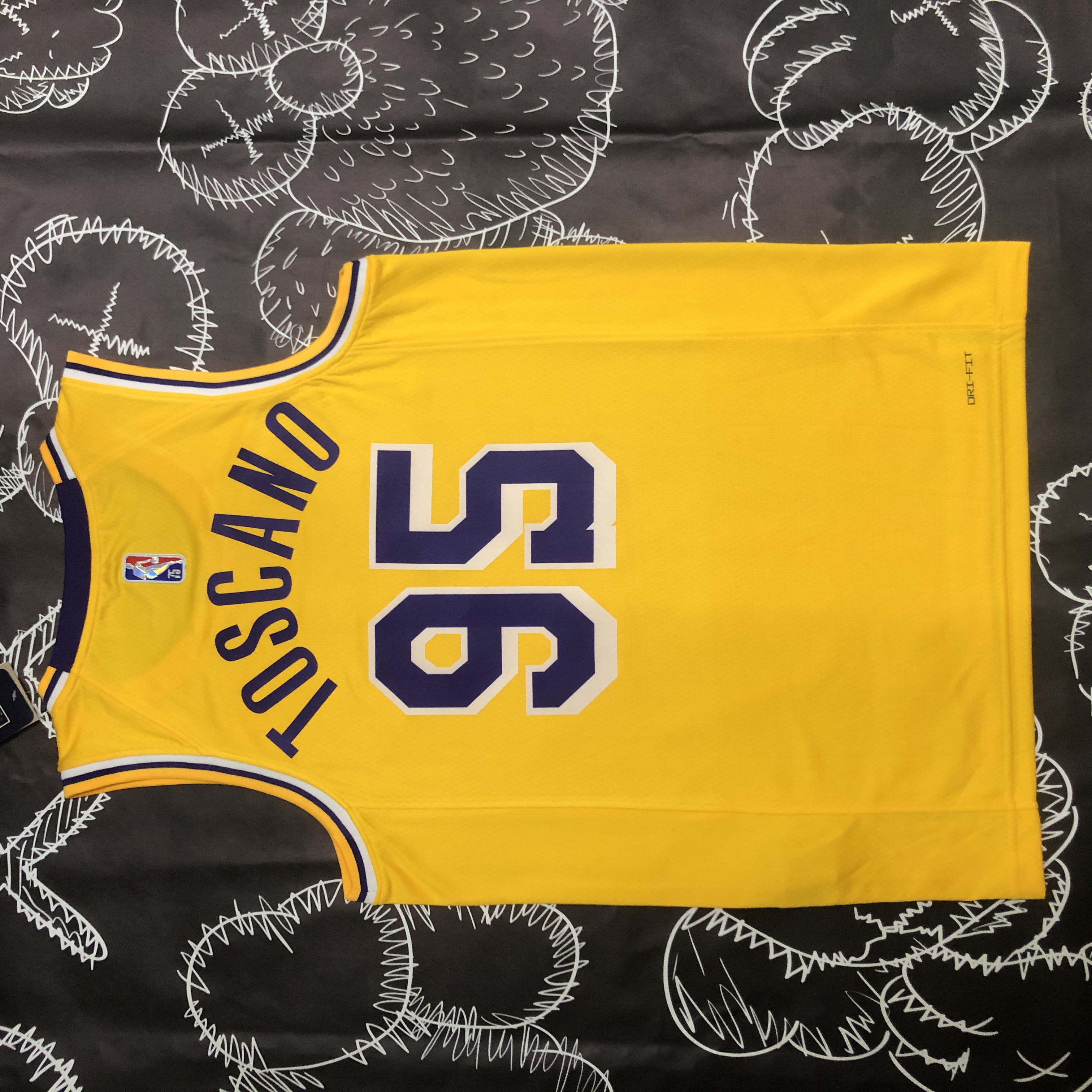 NBA 75th Anniversary Los Angeles Lakers Yellow Round Neck #95 TOSCANO Jersey High Quality Name and Number Print - leoleo123123