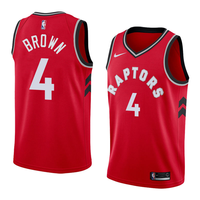 NBA Men Toronto Raptors Red #4 BROWN Jersey High Quality Name and Number Print - leoleo123123