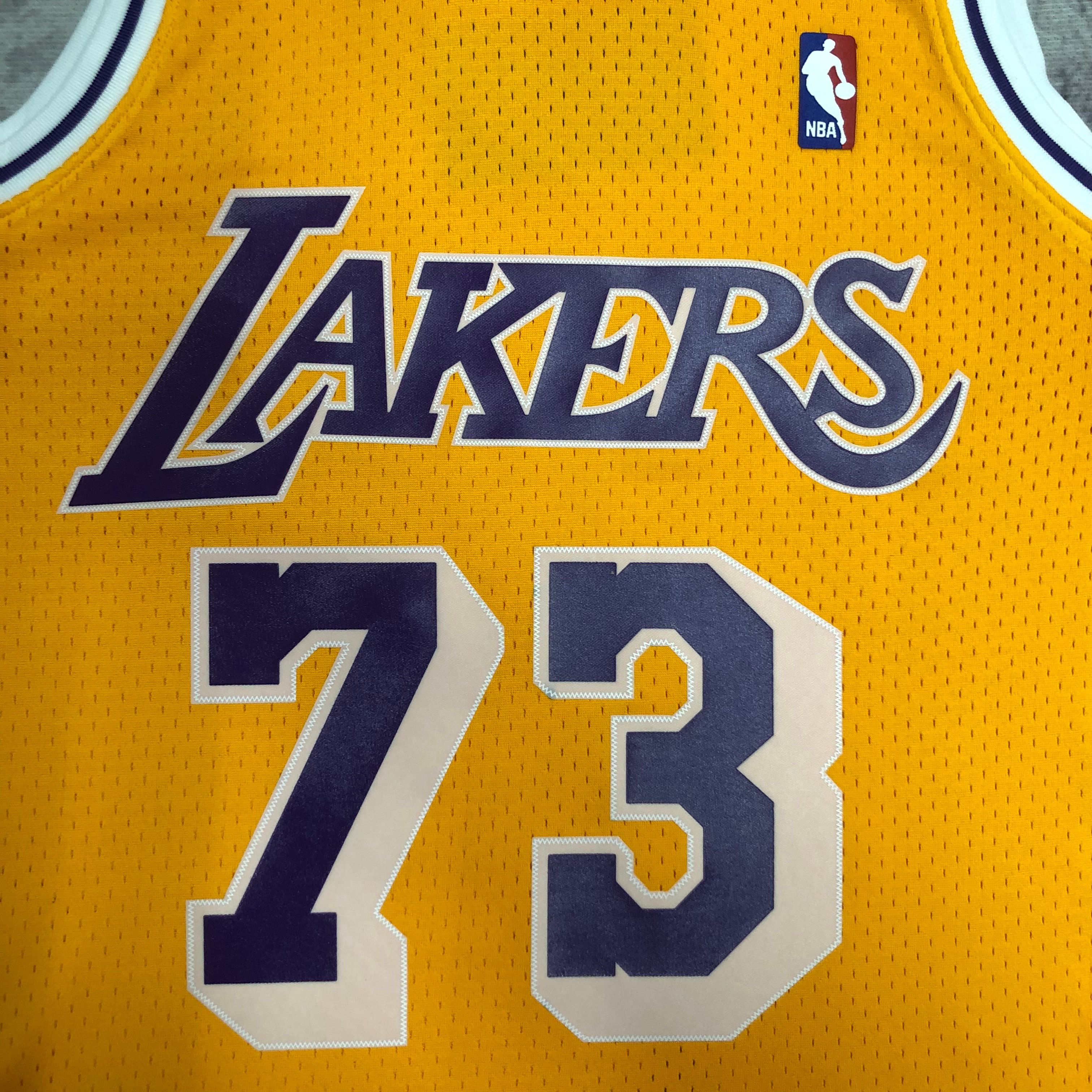 NBA Men Season 98-99 Los Angeles Lakers Yellow #73 RODMAN Jersey High Quality Name and Number Print - leoleo123123
