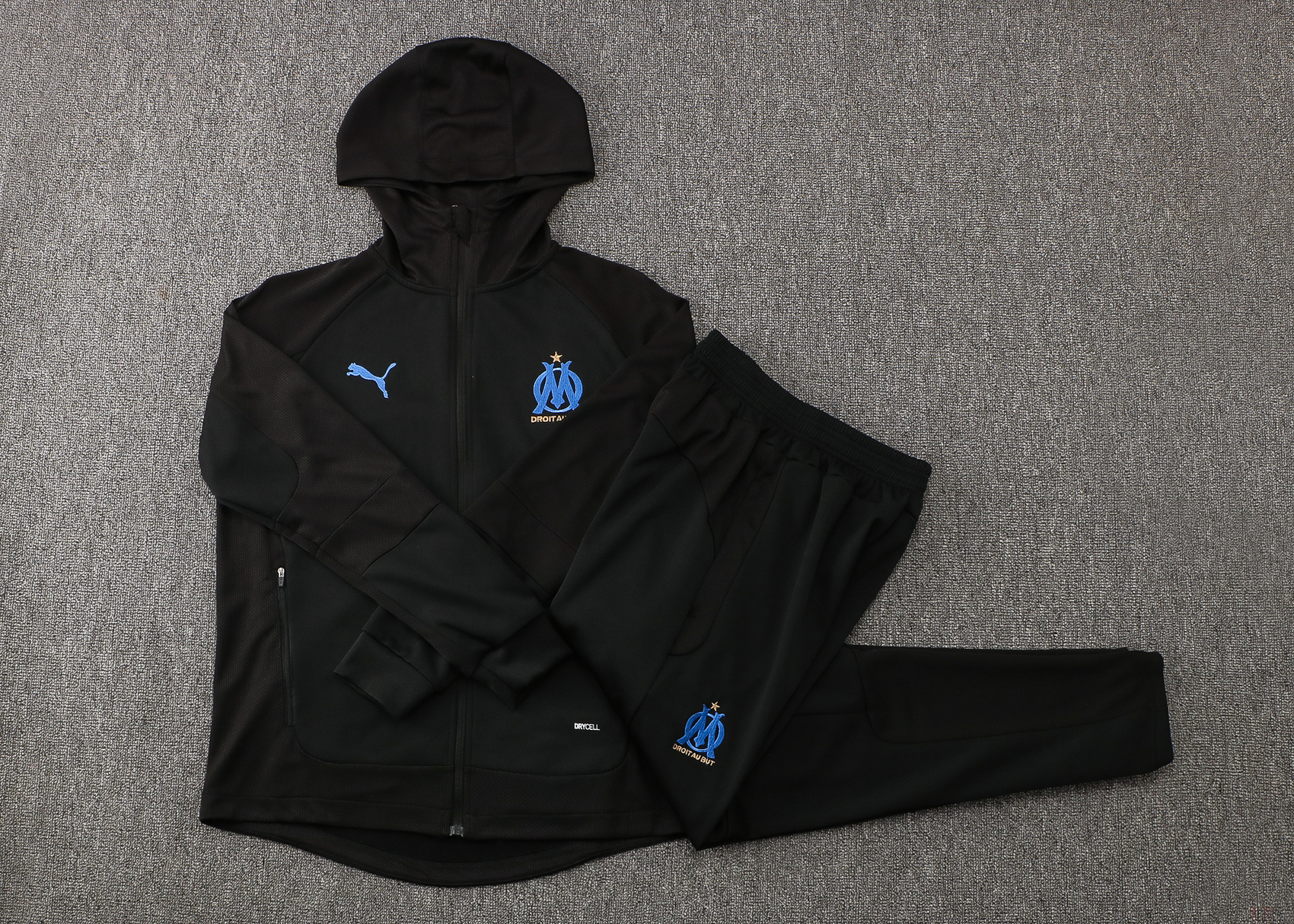 21-22 Marseille Black Jacket with Cap Tracksuit with Cap Thai Quality - leoleo123123