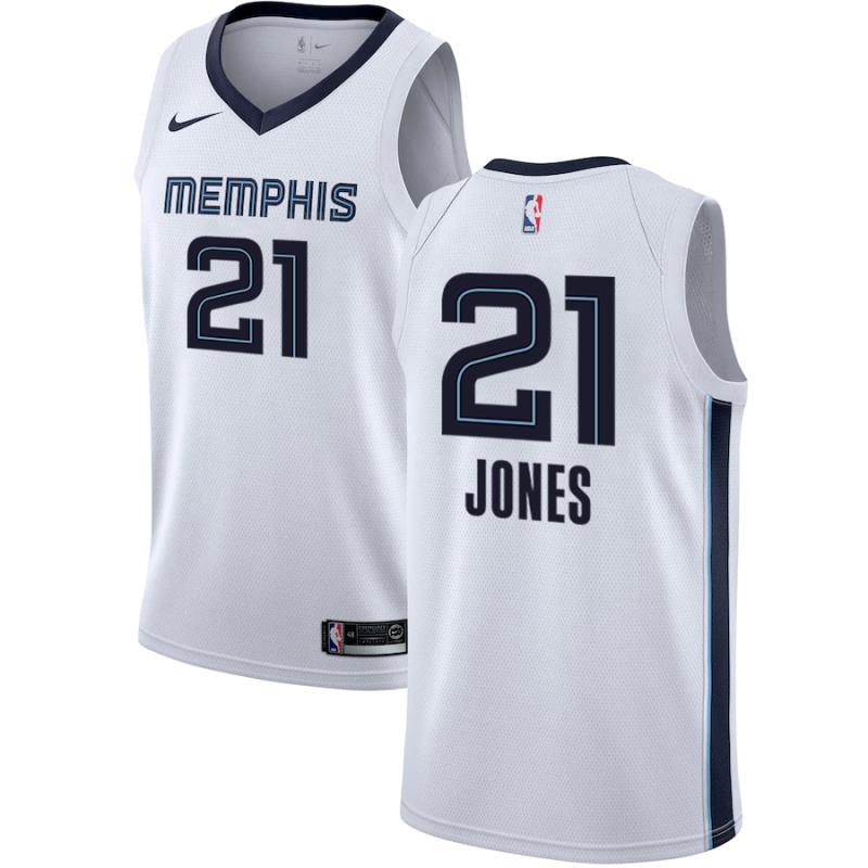 NBA Men Memphis Grizzlies White #21 JONES Jersey High Quality Name and Number Print - leoleo123123