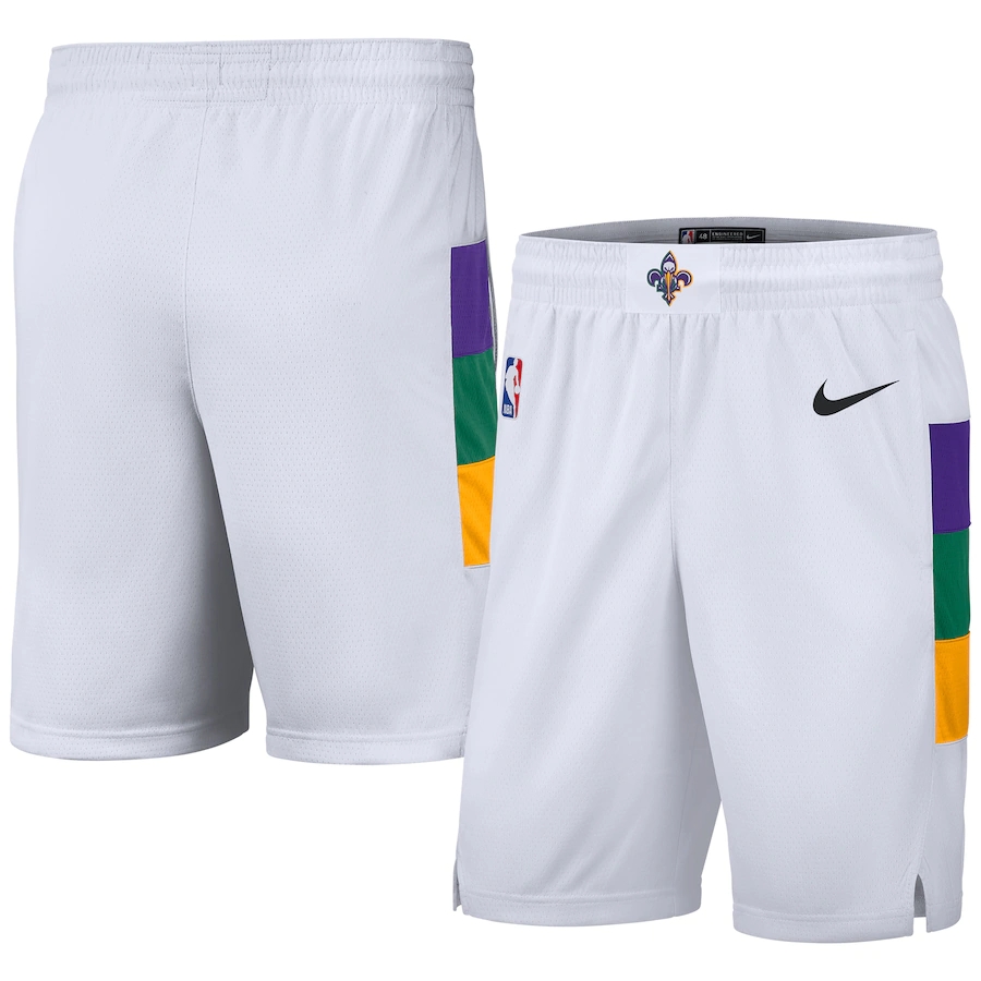 NBA Men New Orleans Pelicans White City Pant Short High Quality Name and Number Print - leoleo123123