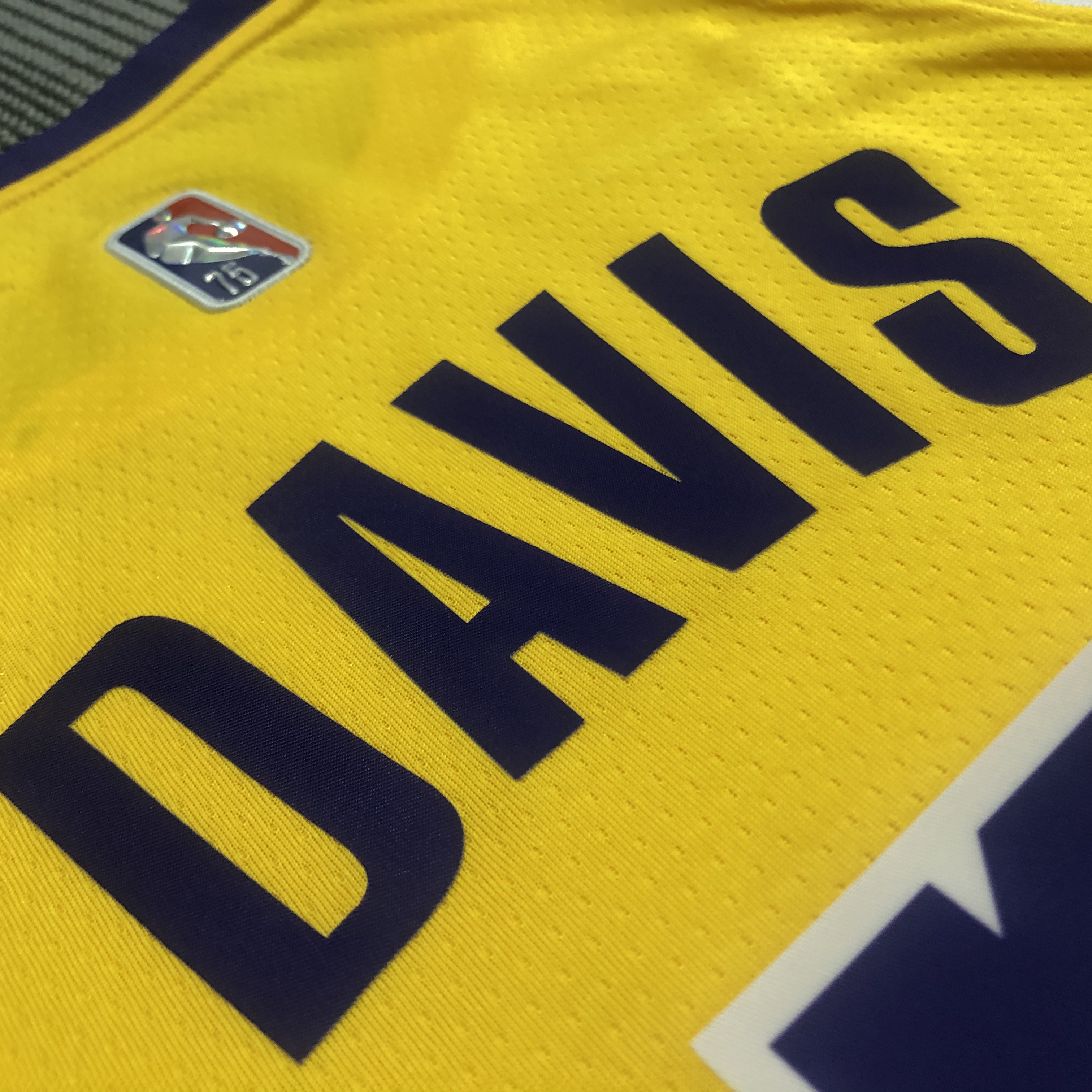 NBA 75th Anniversary Los Angeles Lakers Yellow Round Neck #3 DAVIS Jersey High Quality Name and Number Print - leoleo123123