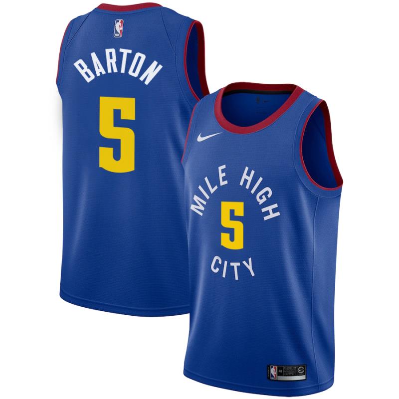 NBA Men Denver Nuggets Blue City #5 BARTON Jersey High Quality Name and Number Print - leoleo123123