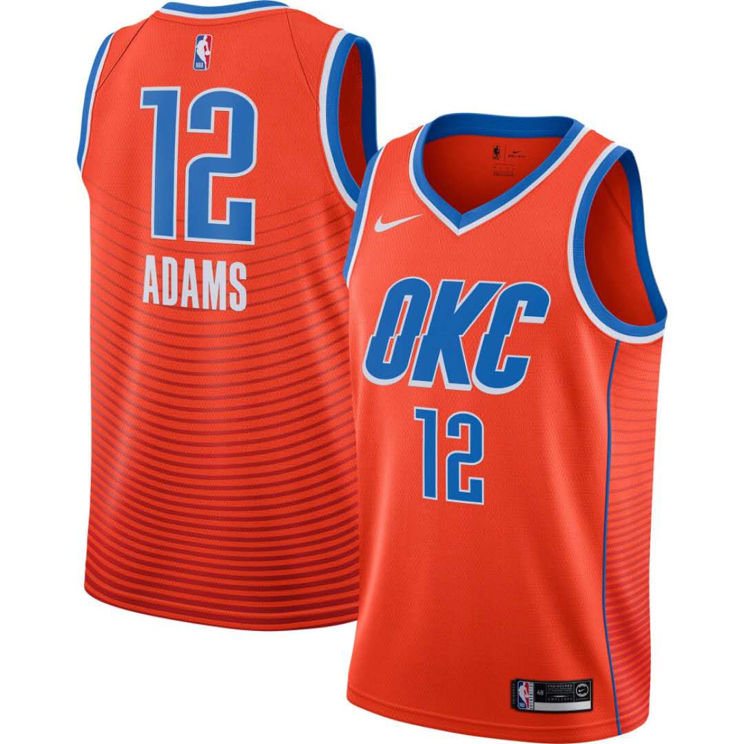 NBA Oklahoma City Thunder #12 ADAMS Orange Jersey High Quality Name and Number Print - leoleo123123