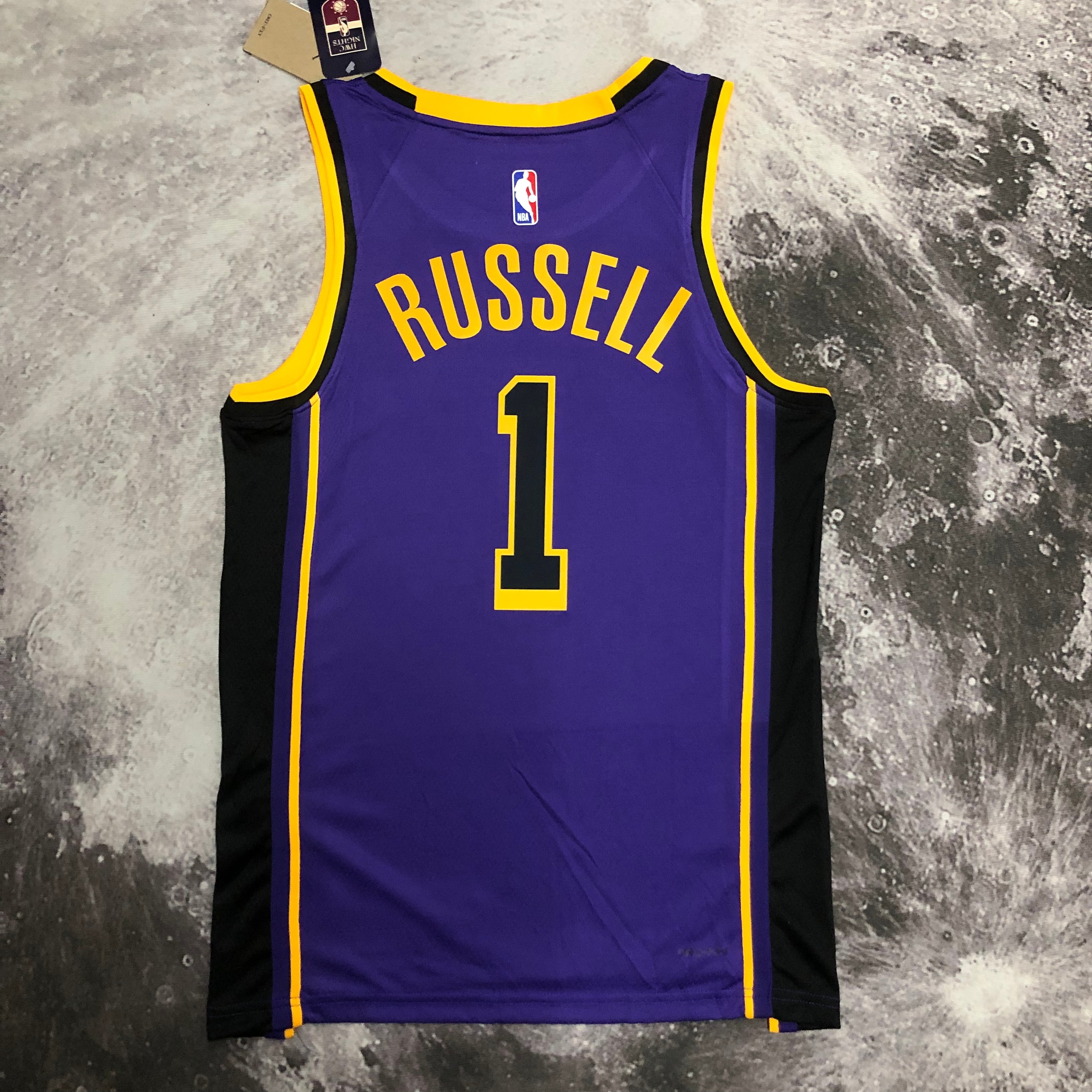 NBA Men Season 2023 Los Angeles Lakers Purple with Jordan Logo #1 RUSSELL Jersey High Quality Name and Number Print - leoleo123123