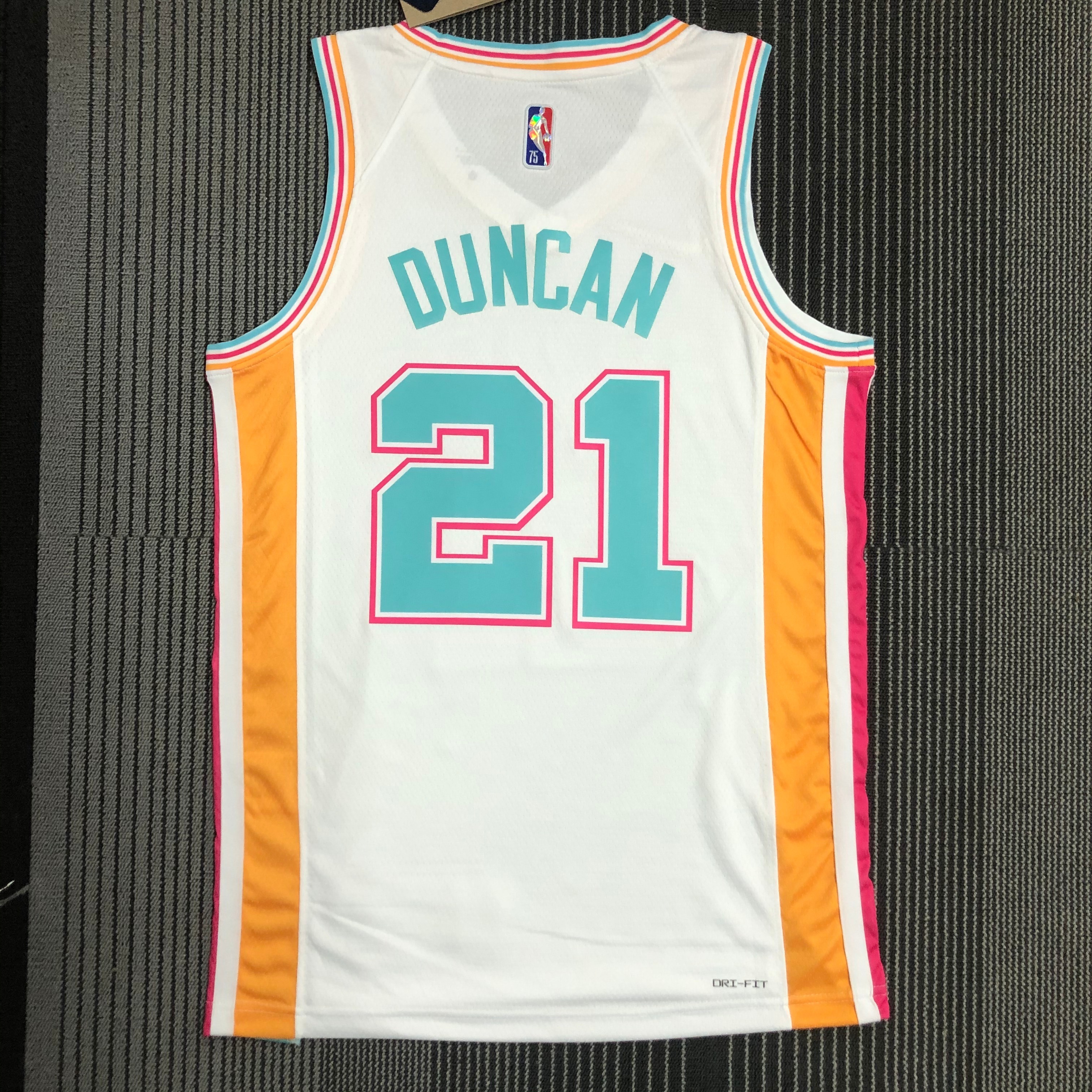 NBA Men 75th Anniversary Season 2022 San Antonio Spurs White #21 DUNCAN Jersey High Quality Name and Number Print - leoleo123123