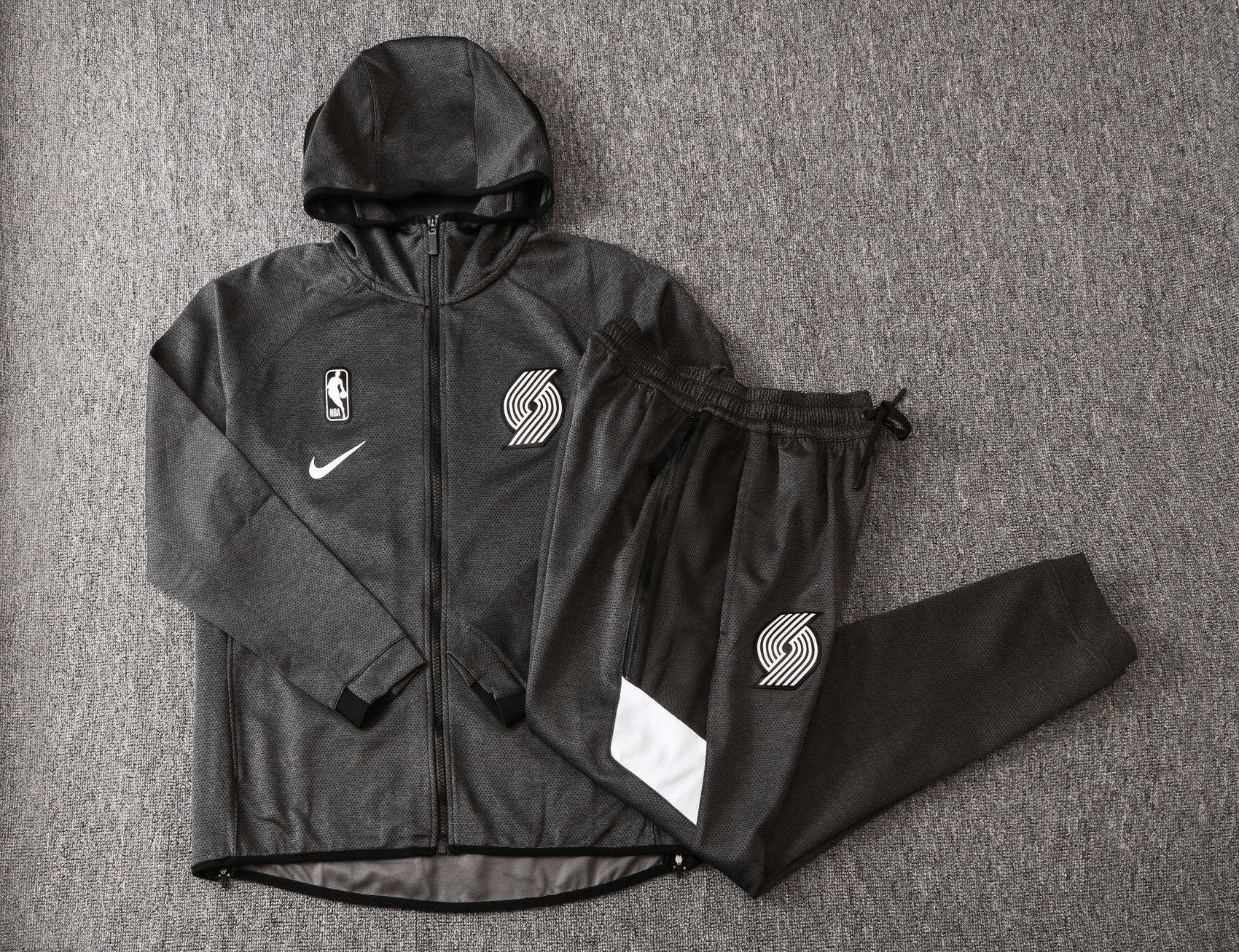 NBA Portland Trail Blazers Dark Grey with Cap Jacket Tracksuit High Quality - leoleo123123