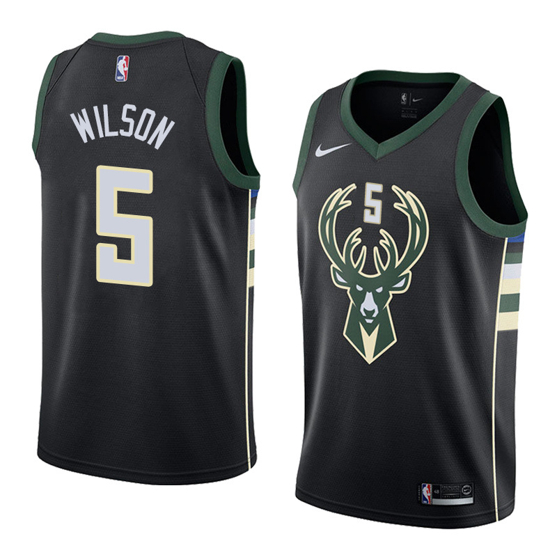 NBA Men Milwaukee Bucks Black #5 WILSON Jersey High Quality Name and Number Print - leoleo123123