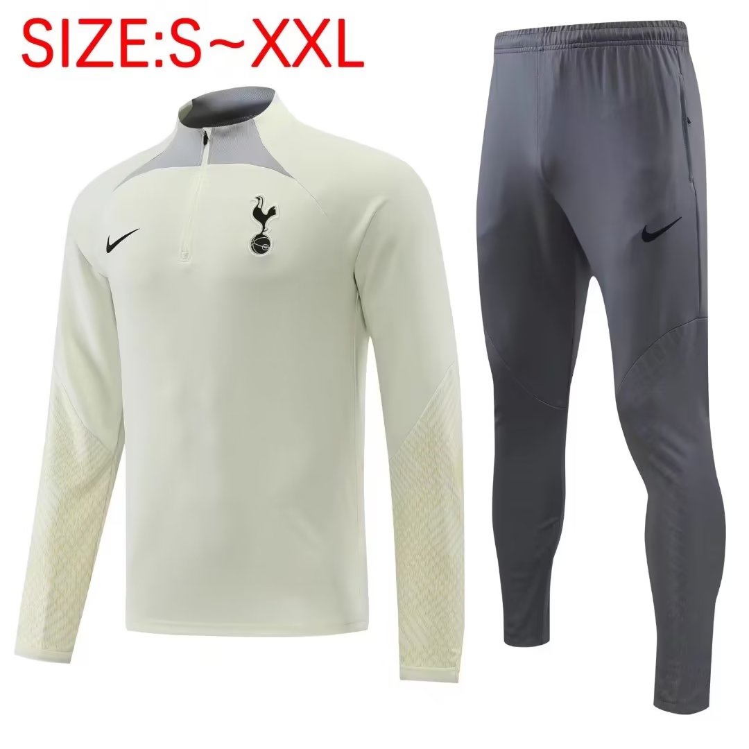 22/23 Tottenham Grey with Zipper Sweater Tracksuit Thai Quality - leoleo123123