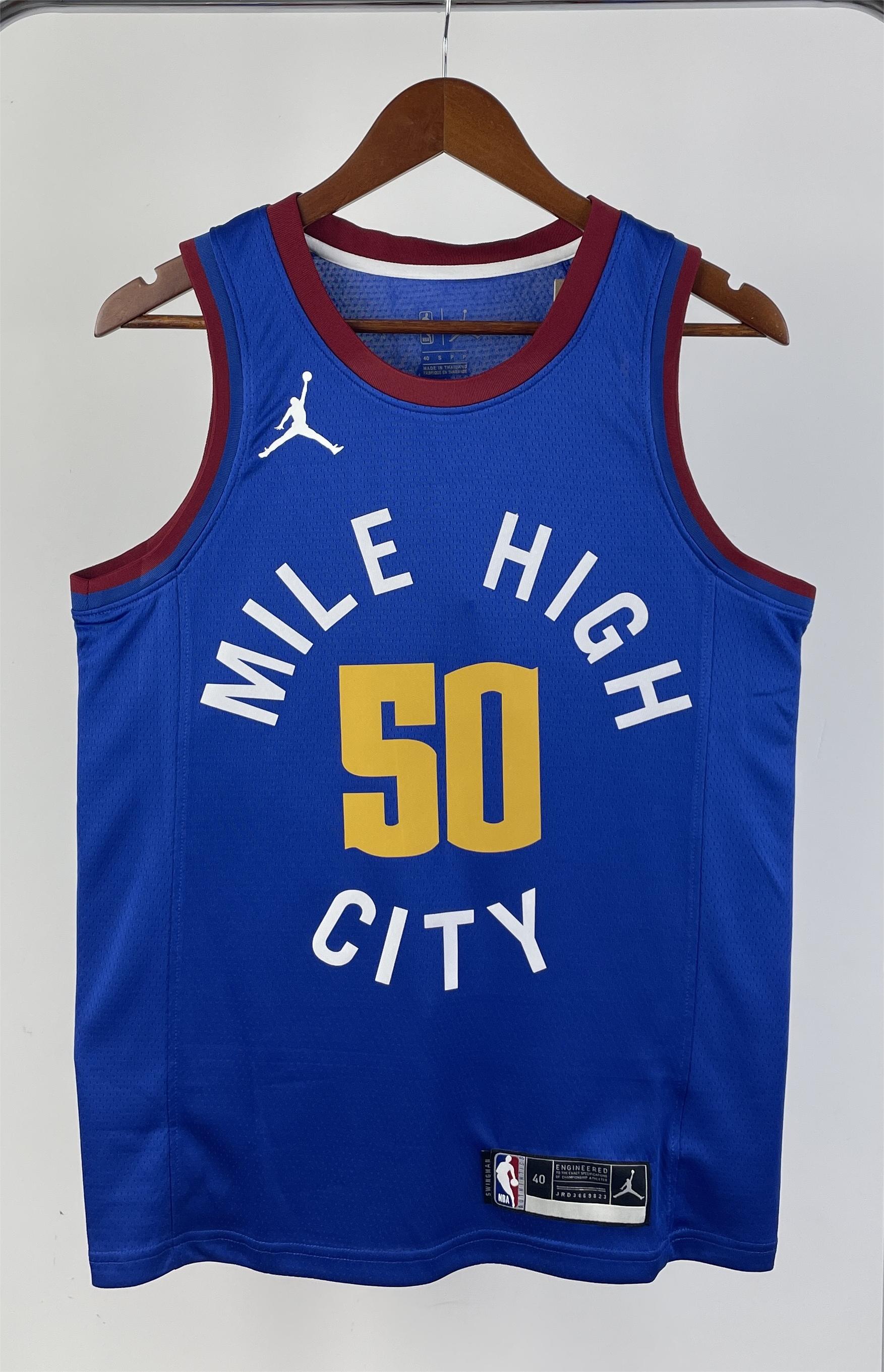 NBA Men Season 2021 Denver Nuggets Blue with Jordan Logo #50 GORDON Jersey High Quality Name and Number Print - leoleo123123