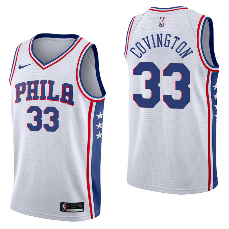 NBA Men Philadelphia 76ers White #33 COVINGTON Jersey High Quality Name and Number Print - leoleo123123